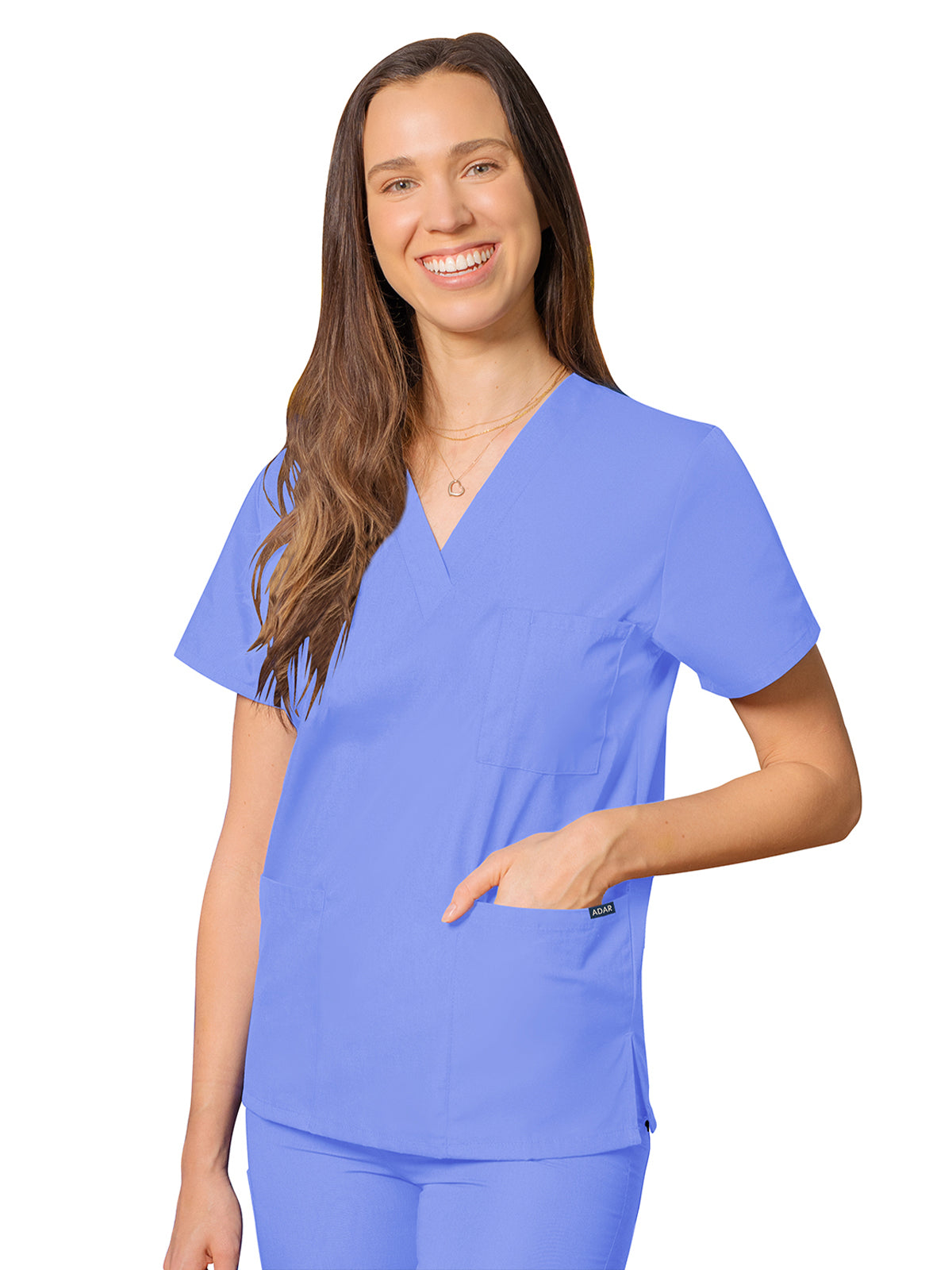 Unisex 3-Pocket V-Neck Top - 601 - Ceil Blue