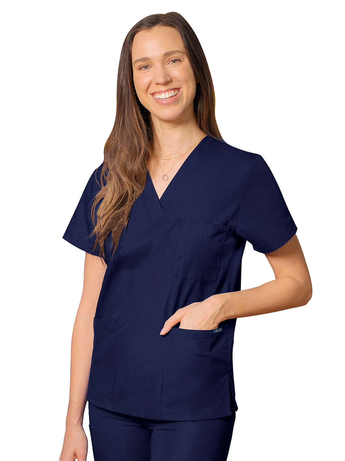 Unisex 3-Pocket V-Neck Top - 601 - Navy