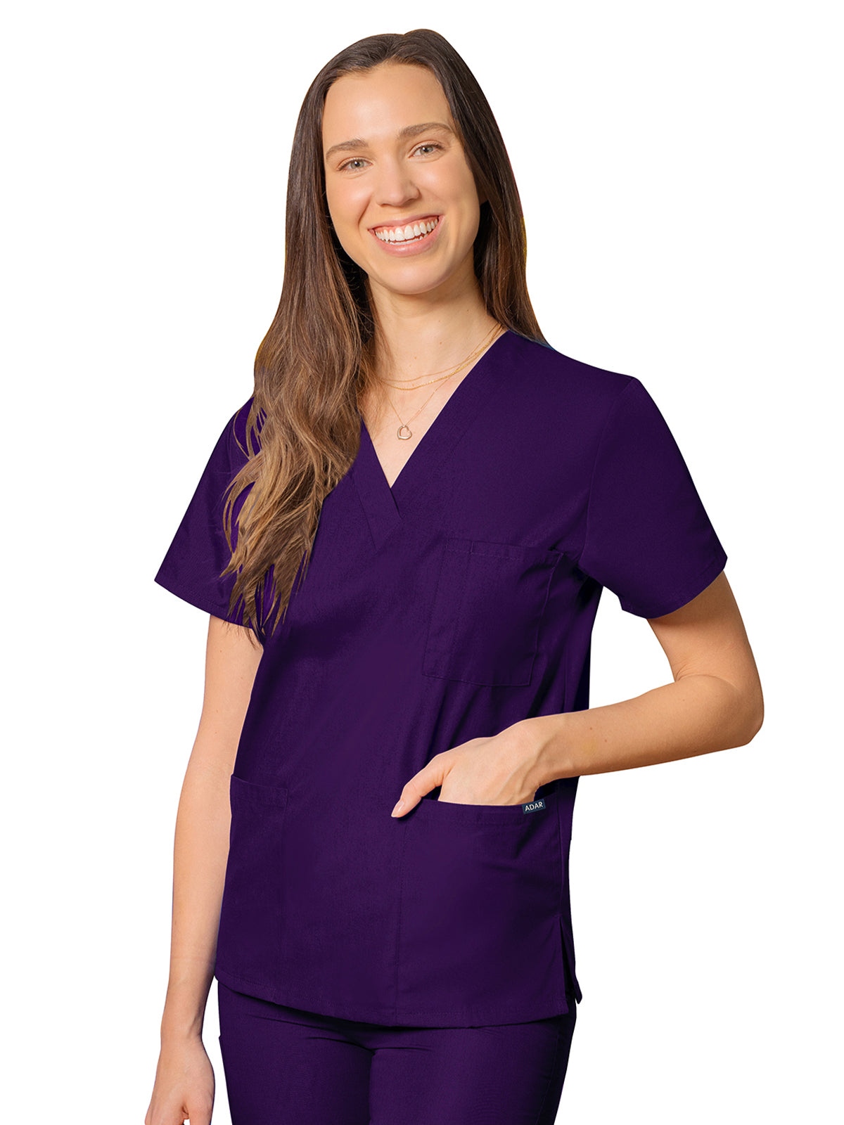 Unisex 3-Pocket V-Neck Top - 601 - Purple