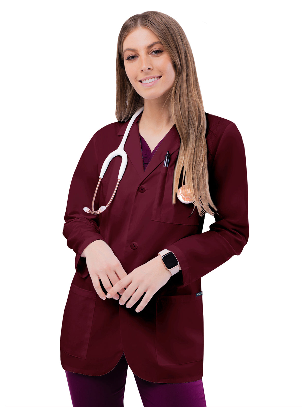 Unisex Three-Pocket 31" Consultation Lab Coat - 805 - Burgundy