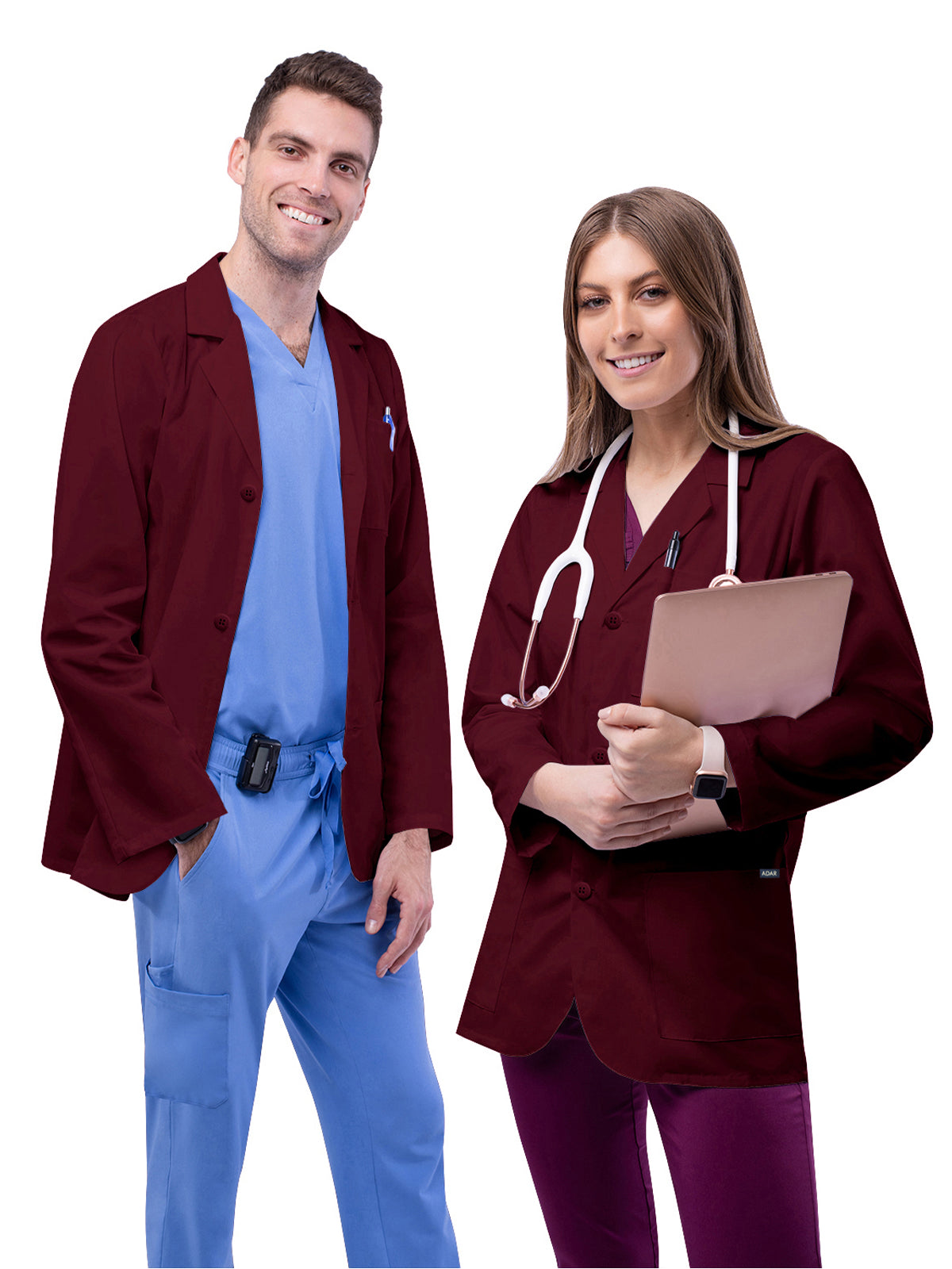 Unisex Three-Pocket 31" Consultation Lab Coat - 805 - Burgundy