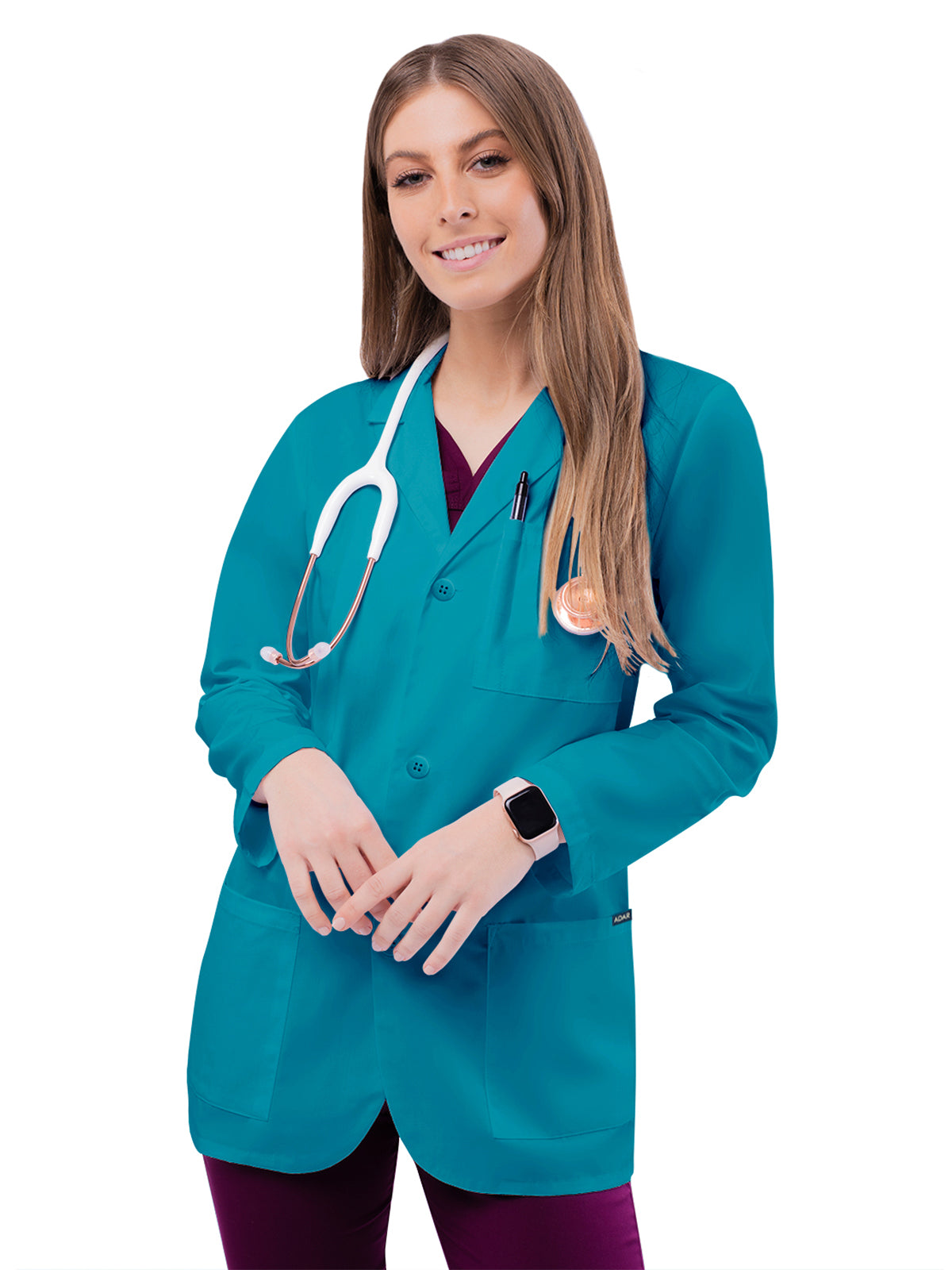 Unisex Three-Pocket 31" Consultation Lab Coat - 805 - Teal Blue