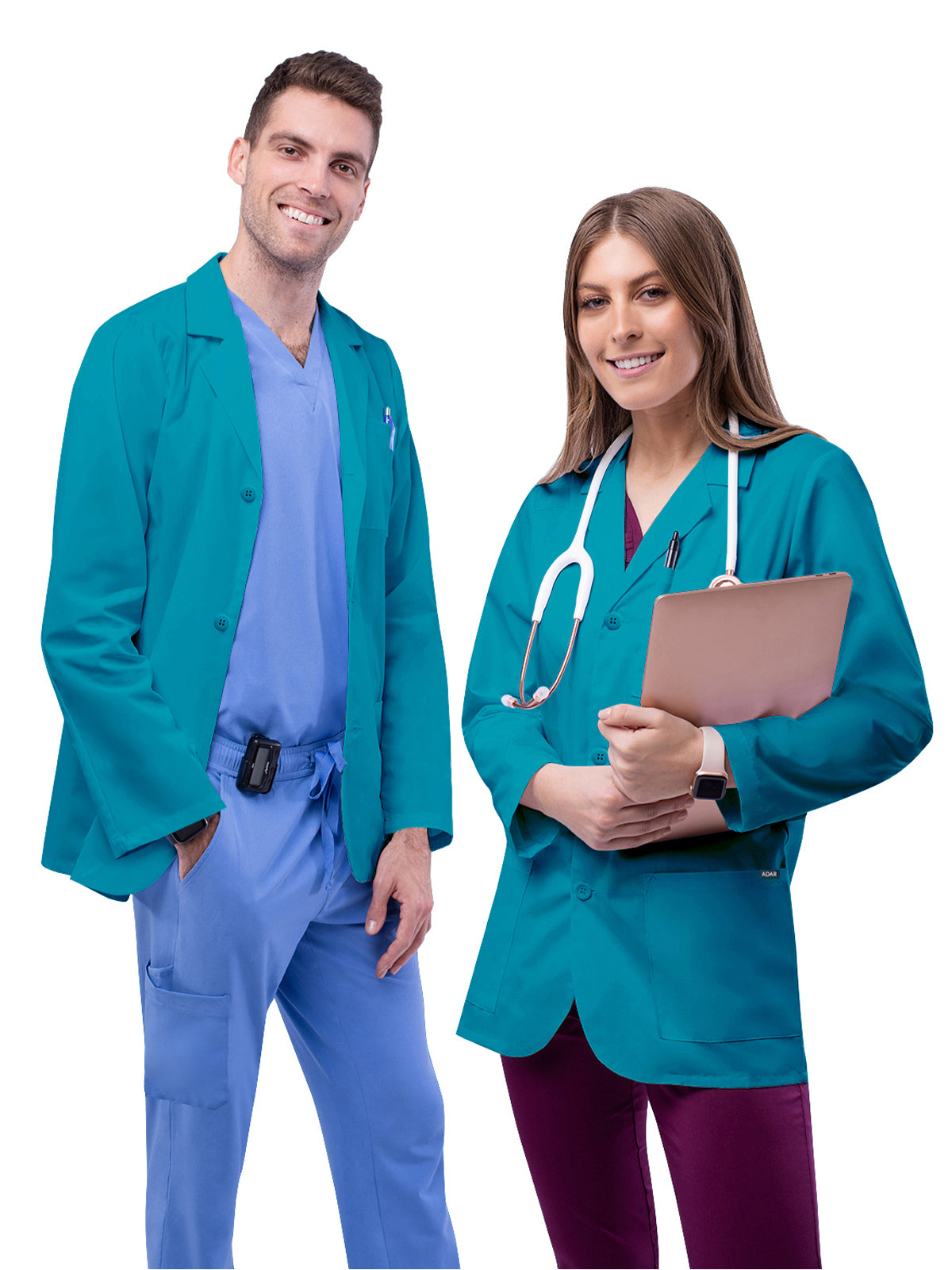 Unisex Three-Pocket 31" Consultation Lab Coat - 805 - Teal Blue