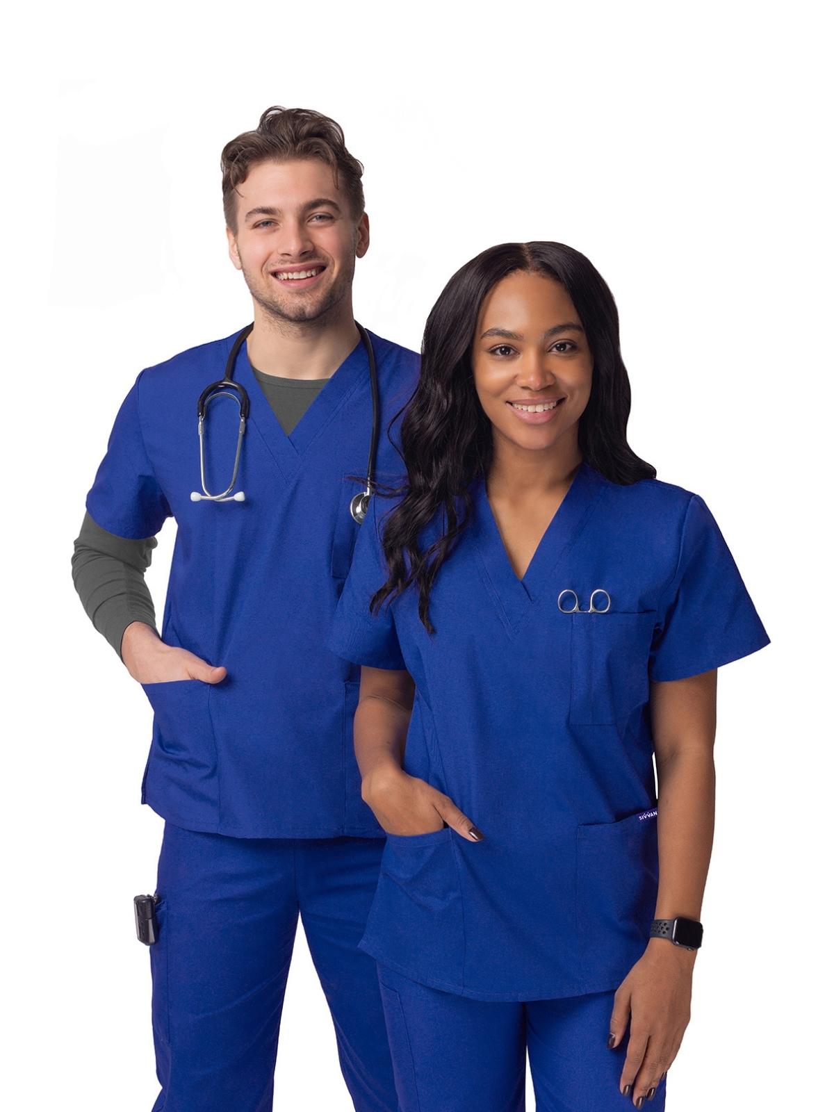 Unisex V-Neck 3 Pocket Top - S8304 - Royal Blue