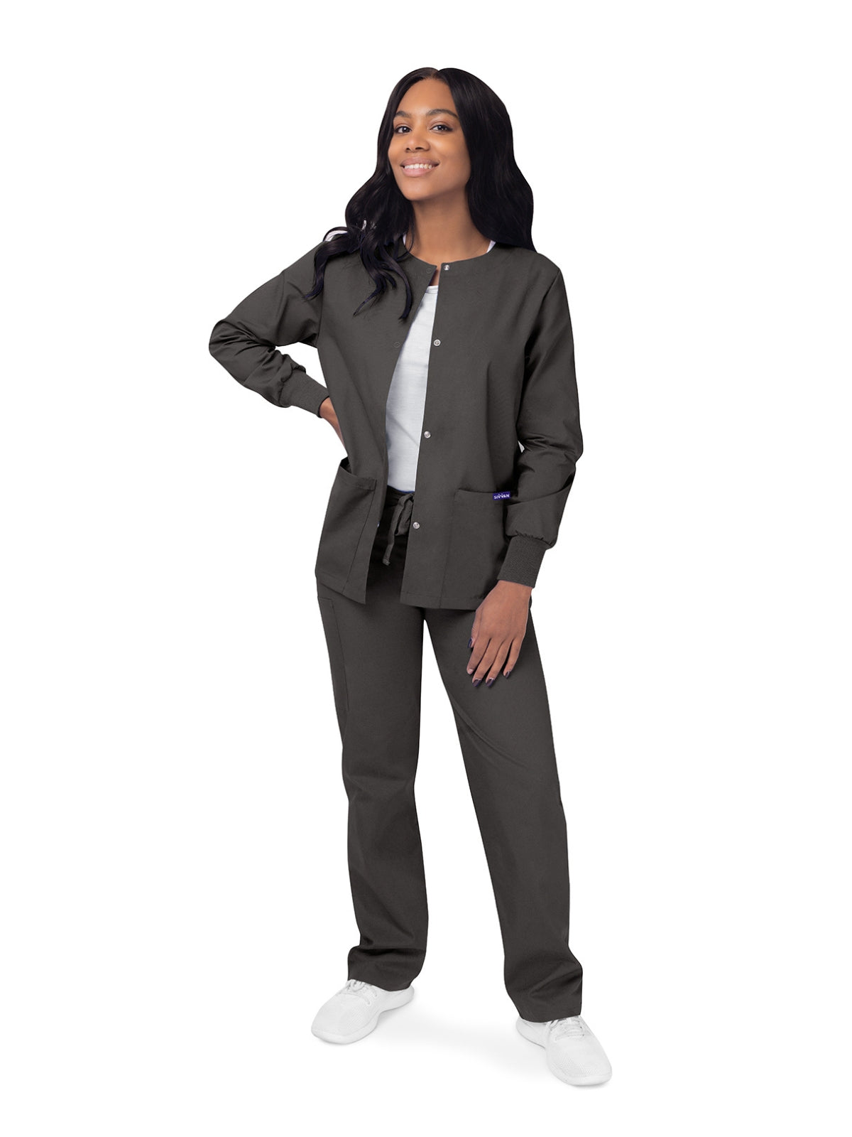 Women's Warm-Up Snap Close Jacket - S8306 - Charcoal