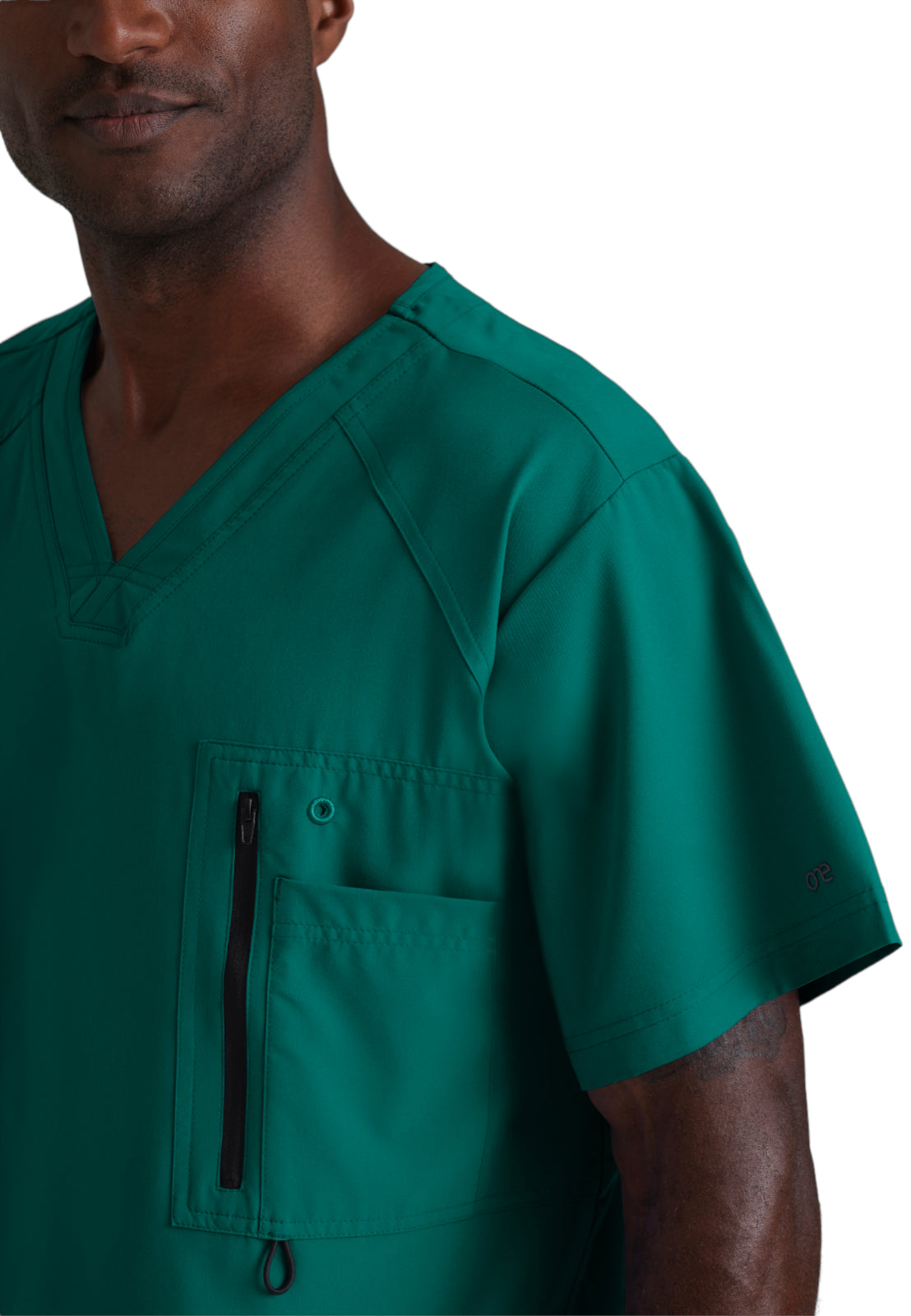 Men's V-Neck Zip Pockets Amplify Top - 0115 - Hunter Green