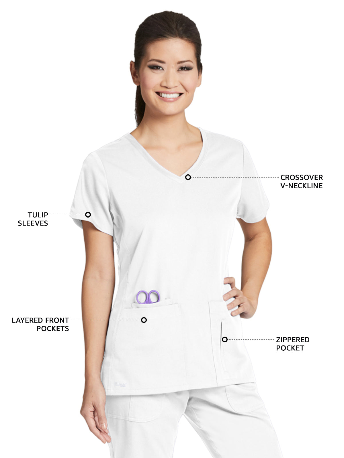 Women's V-Neck Cora Top - 41423 - White
