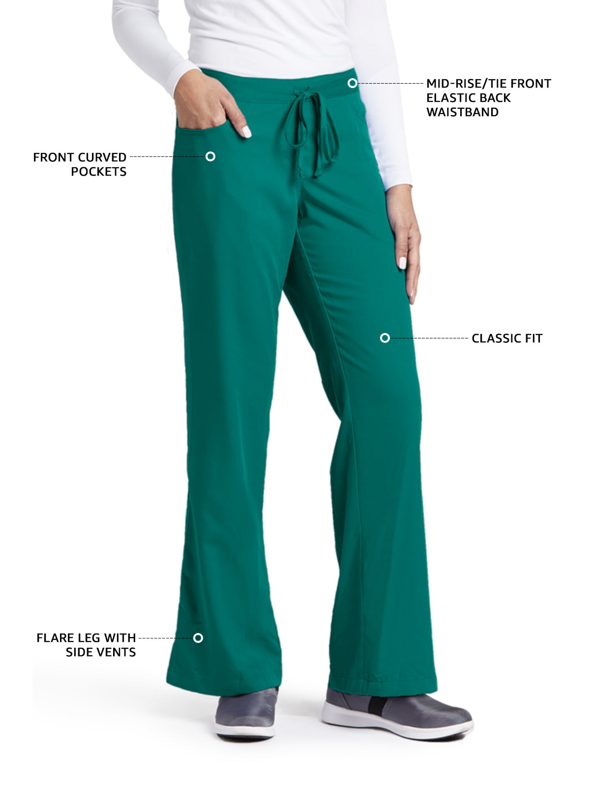 Women's Tie Front Riley Pant - 4232 - Hunter Green