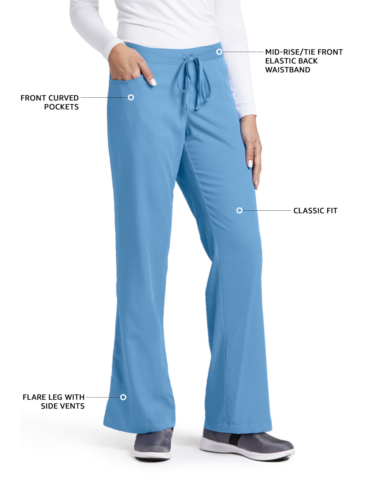 Women's Tie Front Riley Pant - 4232 - Ciel Blue