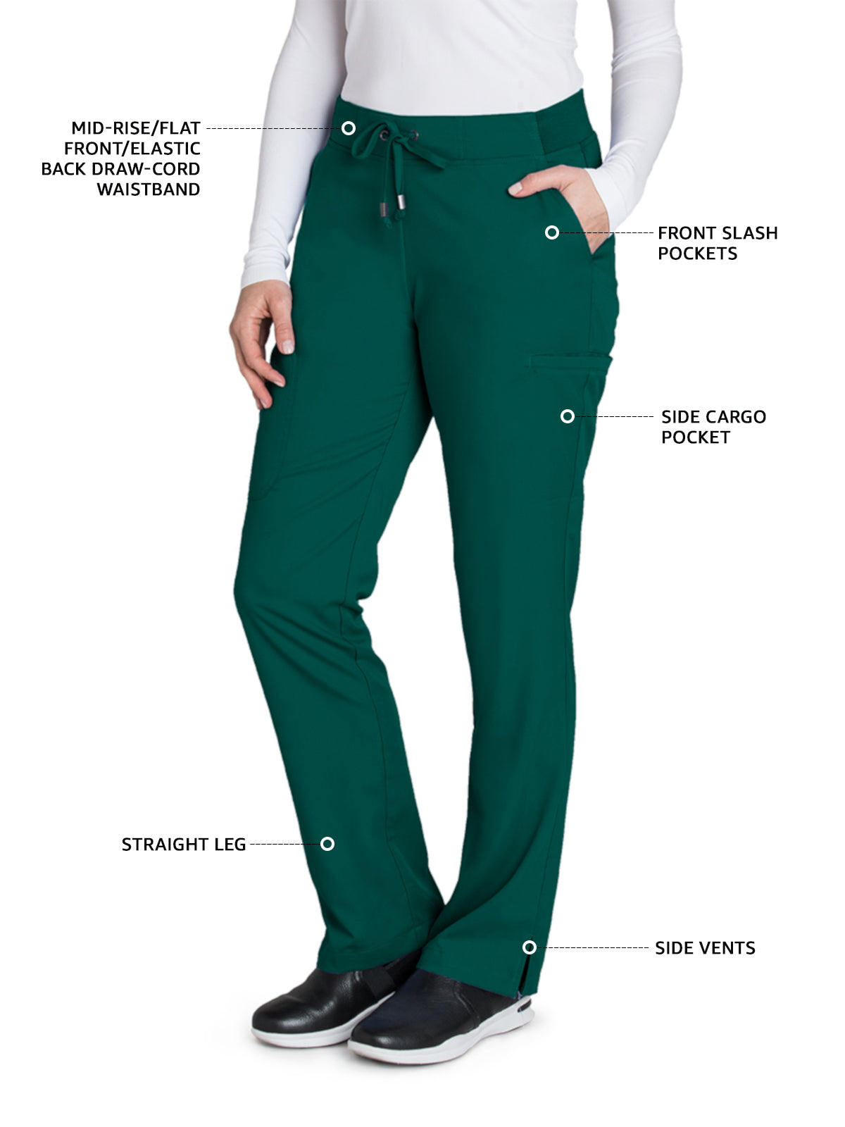 Women's Double Cargo Back Pockets Mia Pant - 4277 - Hunter Green