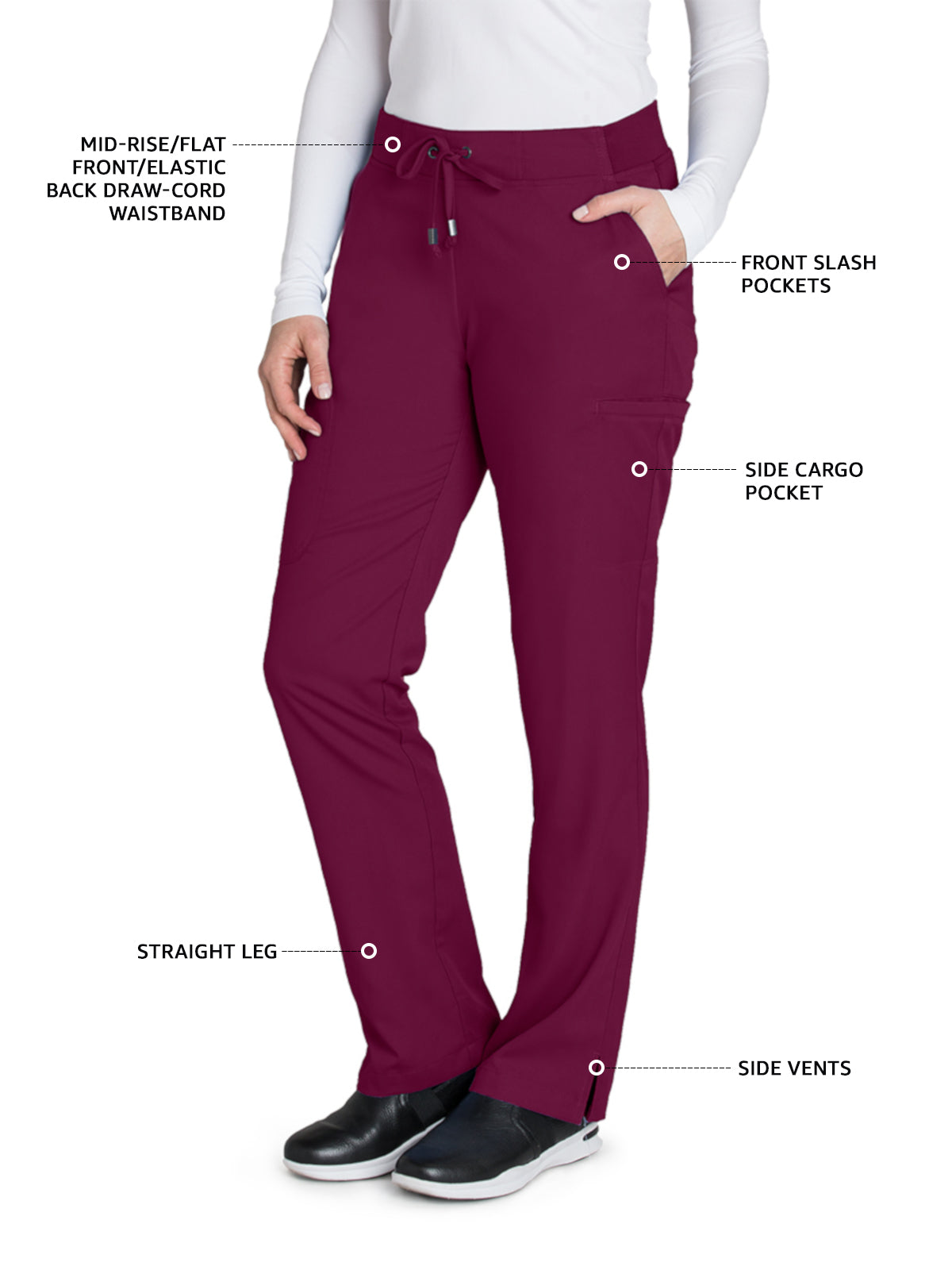 Women's Double Cargo Back Pockets Mia Pant - 4277 - Wine