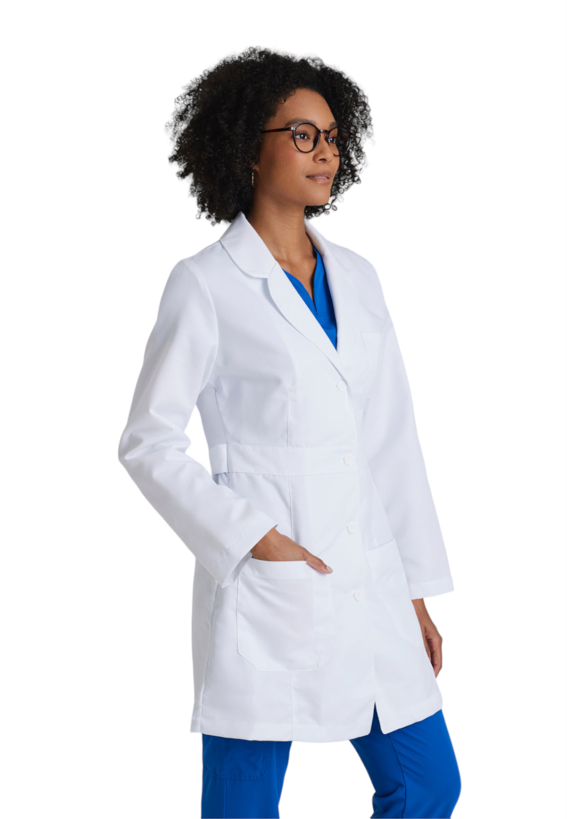 Women's Three-Pocket Princess Seam 34" Lily Lab Coat - 4481 - White
