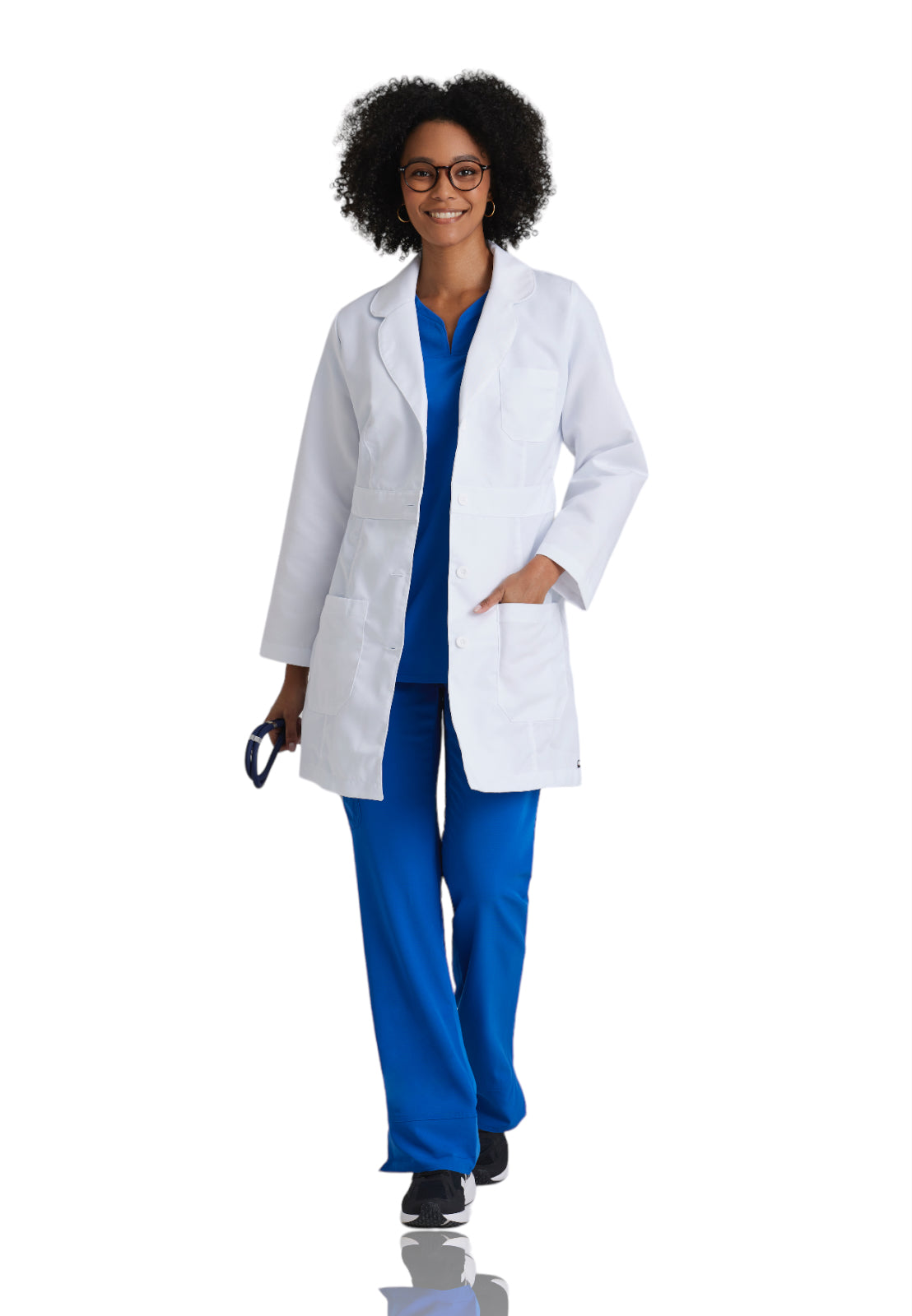 Women's Three-Pocket Princess Seam 34" Lily Lab Coat - 4481 - White