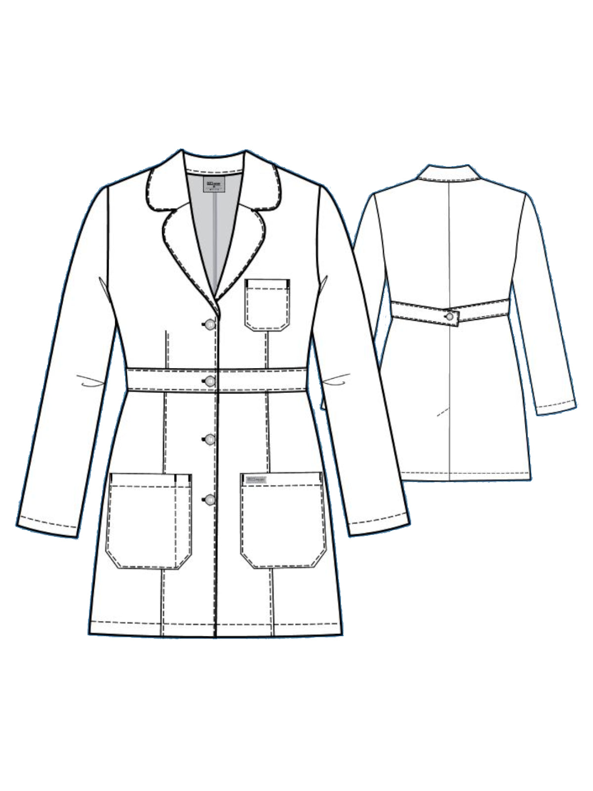Women's Three-Pocket Princess Seam 34" Lily Lab Coat - 4481 - White