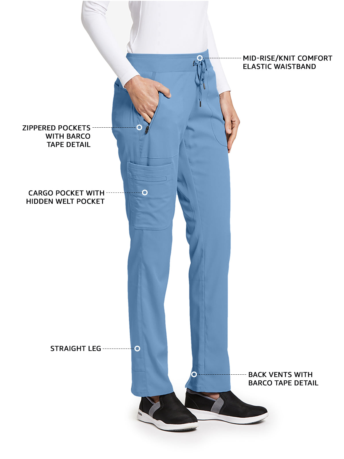 Women's Hidden Welt Pocket Elevate Pant - 7228 - Ciel Blue