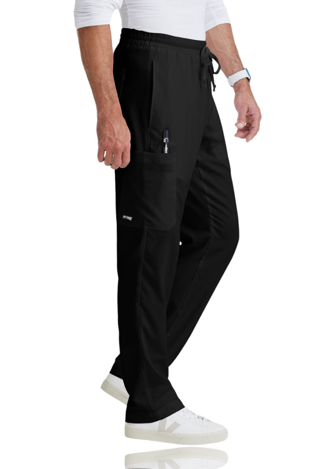 Men's Elastic Waistband With Contrast Drawcord Evan Pant - GRP558 - Black