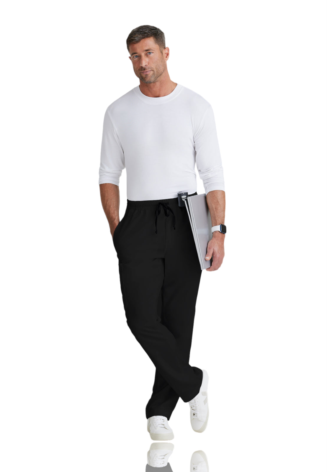 Men's Elastic Waistband With Contrast Drawcord Evan Pant - GRP558 - Black