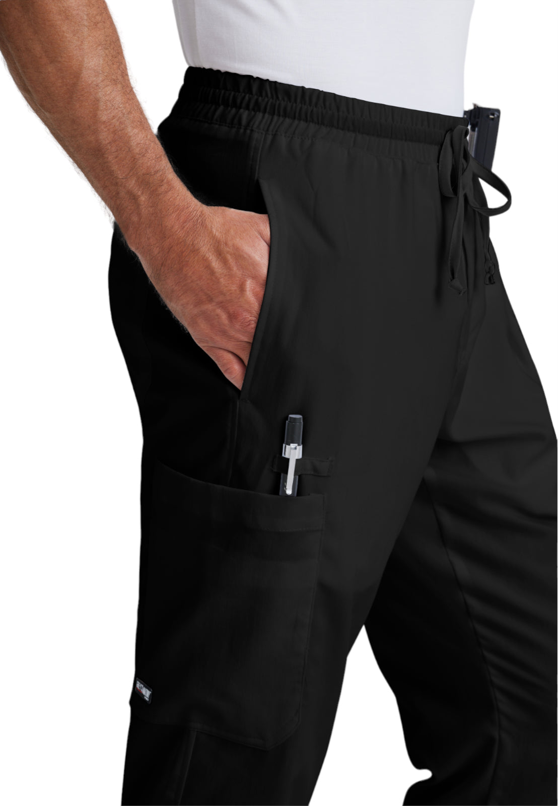 Men's Elastic Waistband With Contrast Drawcord Evan Pant - GRP558 - Black
