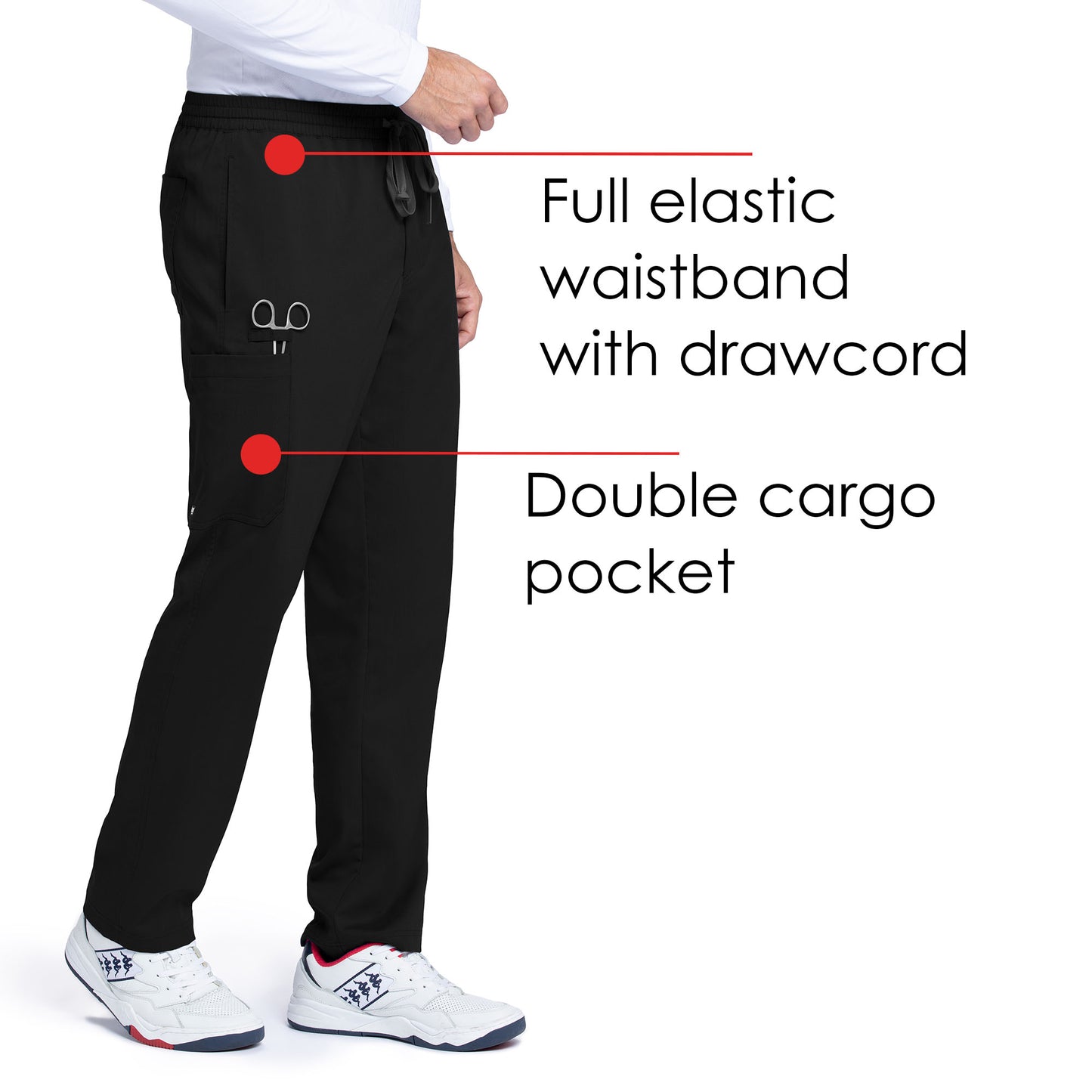 Men's Elastic Waistband With Contrast Drawcord Evan Pant - GRP558 - Black