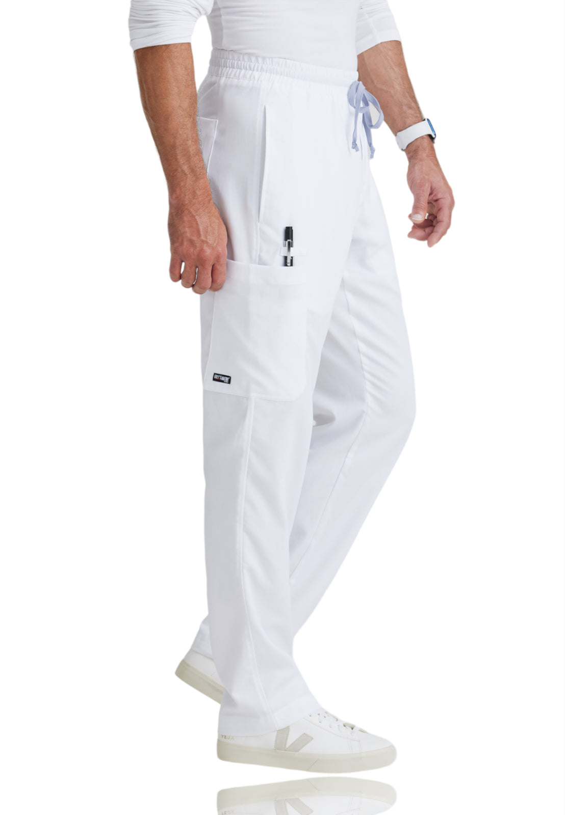 Men's Elastic Waistband With Contrast Drawcord Evan Pant - GRP558 - White