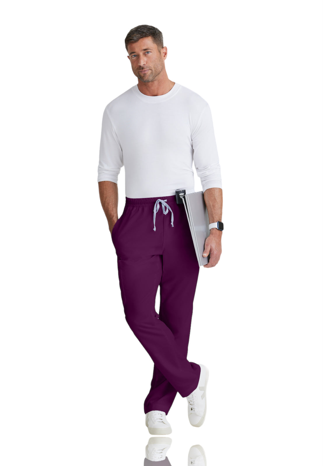Men's Elastic Waistband With Contrast Drawcord Evan Pant - GRP558 - Wine