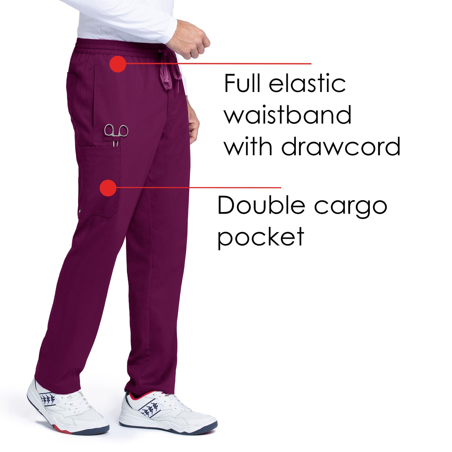 Men's Elastic Waistband With Contrast Drawcord Evan Pant - GRP558 - Wine