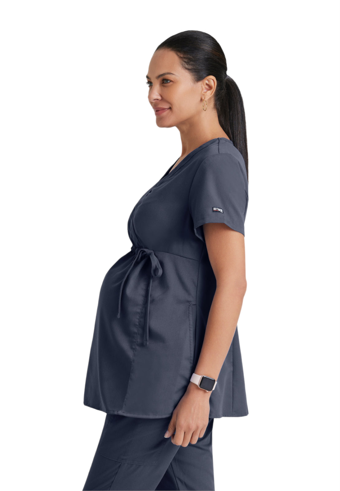 Women's Mock Wrap Lilah Maternity Top - GRT094 - Steel