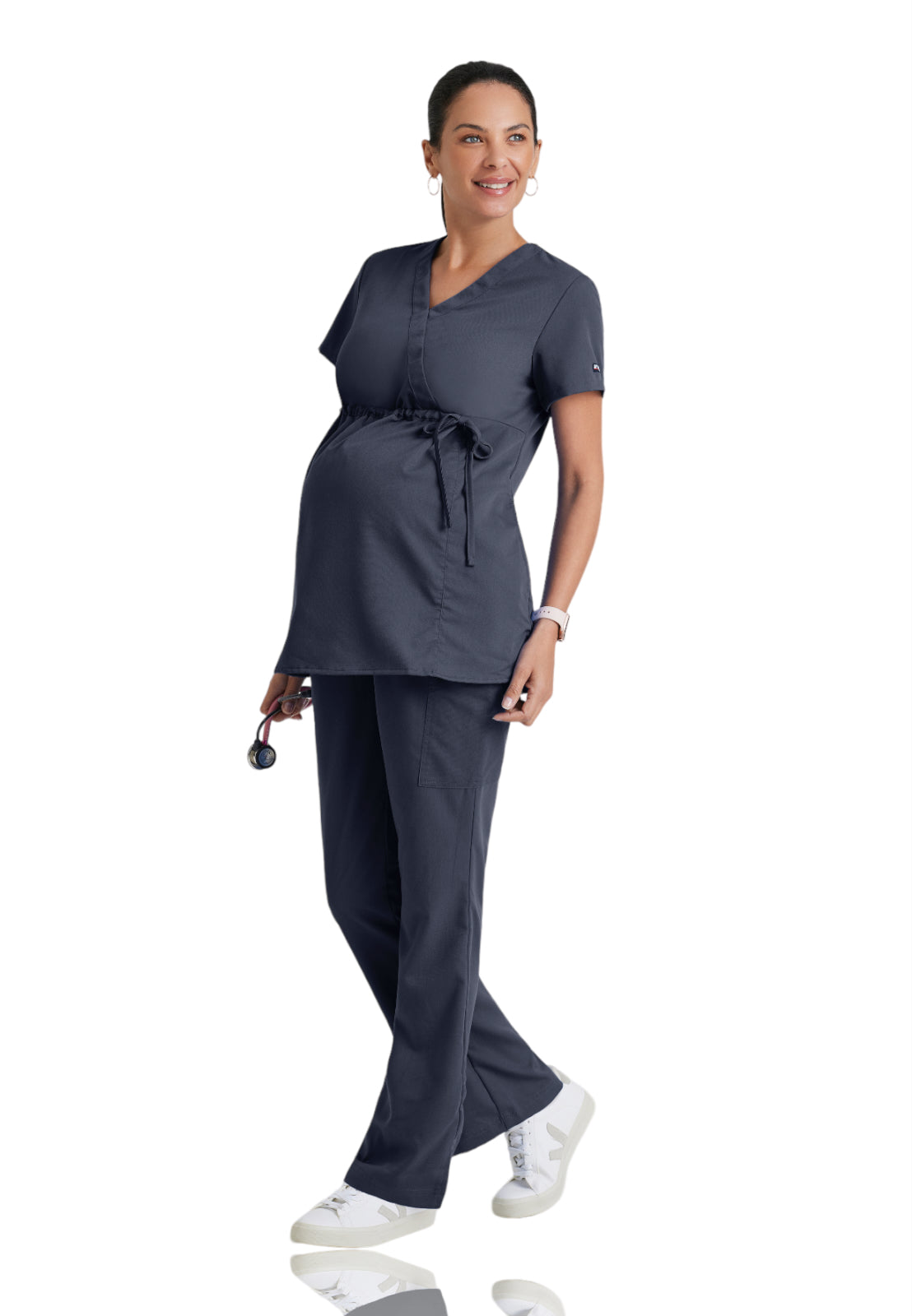 Women's Mock Wrap Lilah Maternity Top - GRT094 - Steel