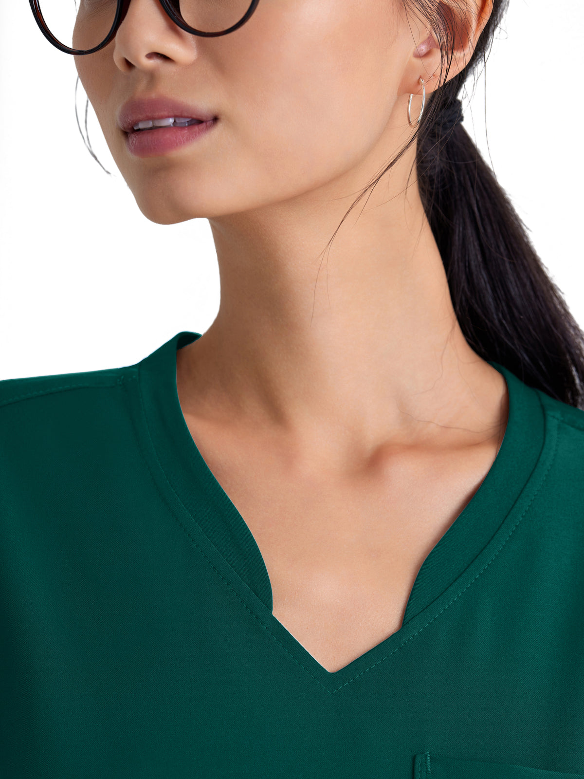 Women's Banded-V-Neck Sway Tuck-In Top - GSST181 - Hunter Green