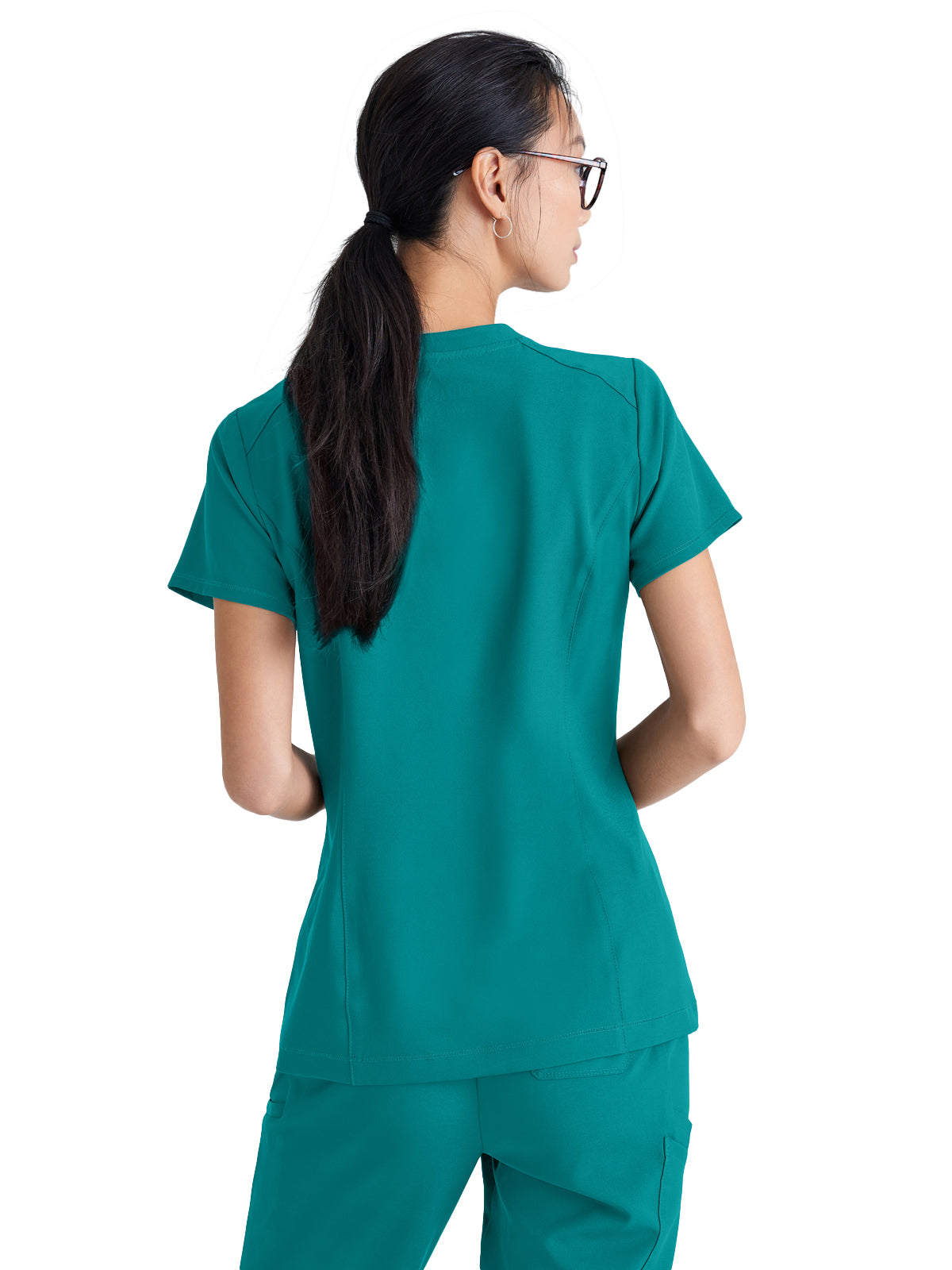 Women's Banded-V-Neck Sway Tuck-In Top - GSST181 - Teal