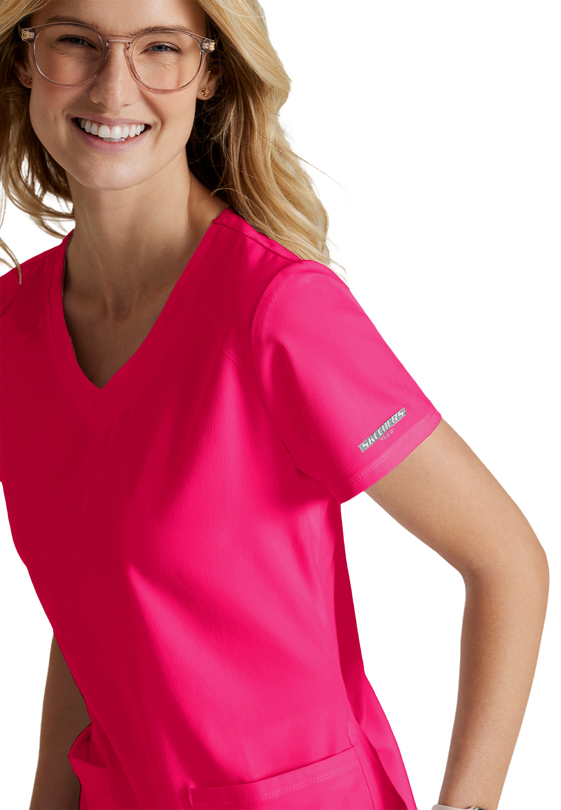 Women's V-Neck Top - SK101 - Vibrance Pink