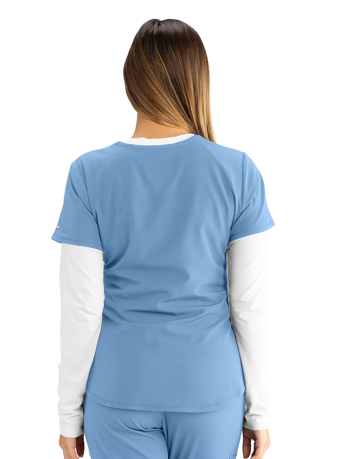 Women's V-Neck Top - SK101 - Ciel Blue