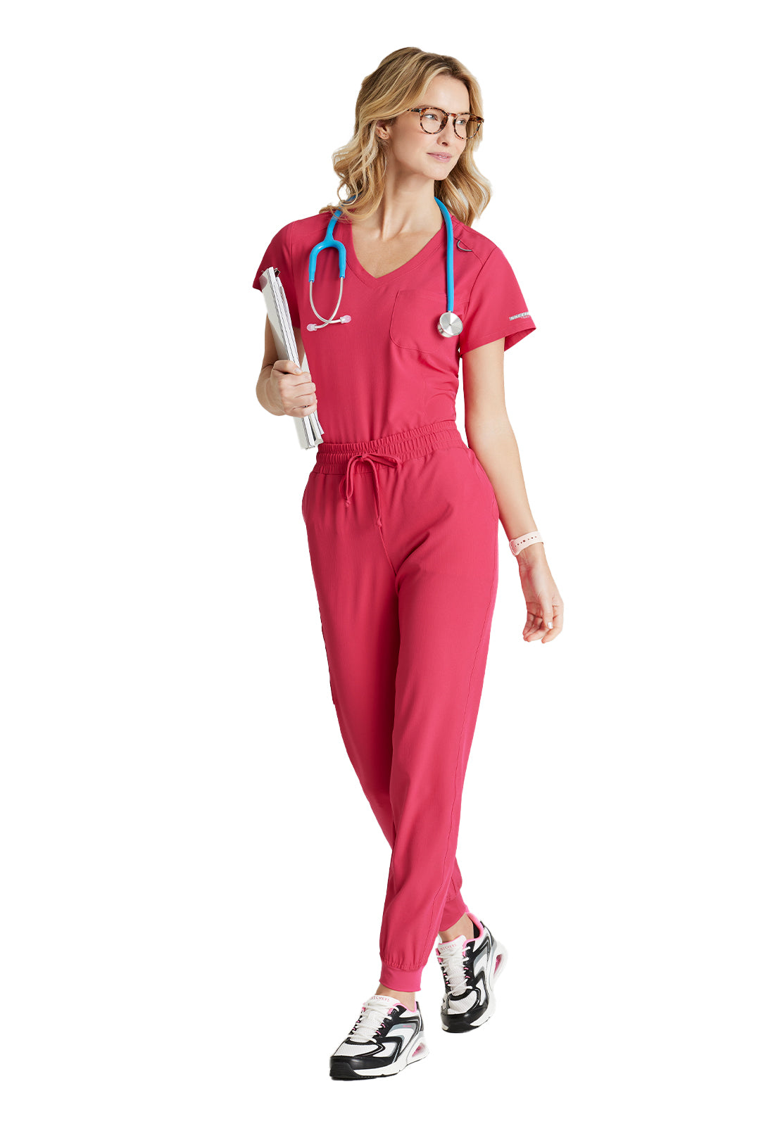 Women's High-Low Hem Tuck-In Top - SKT147 - Vibrance Pink