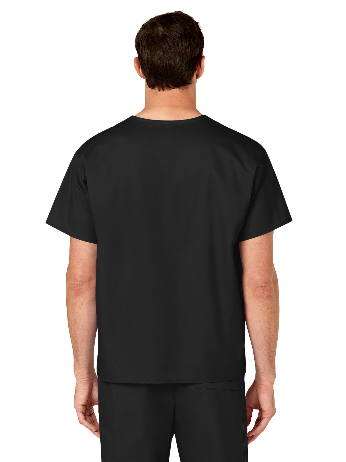 Unisex Double-Pocket V-Neck Top - 100 - Black