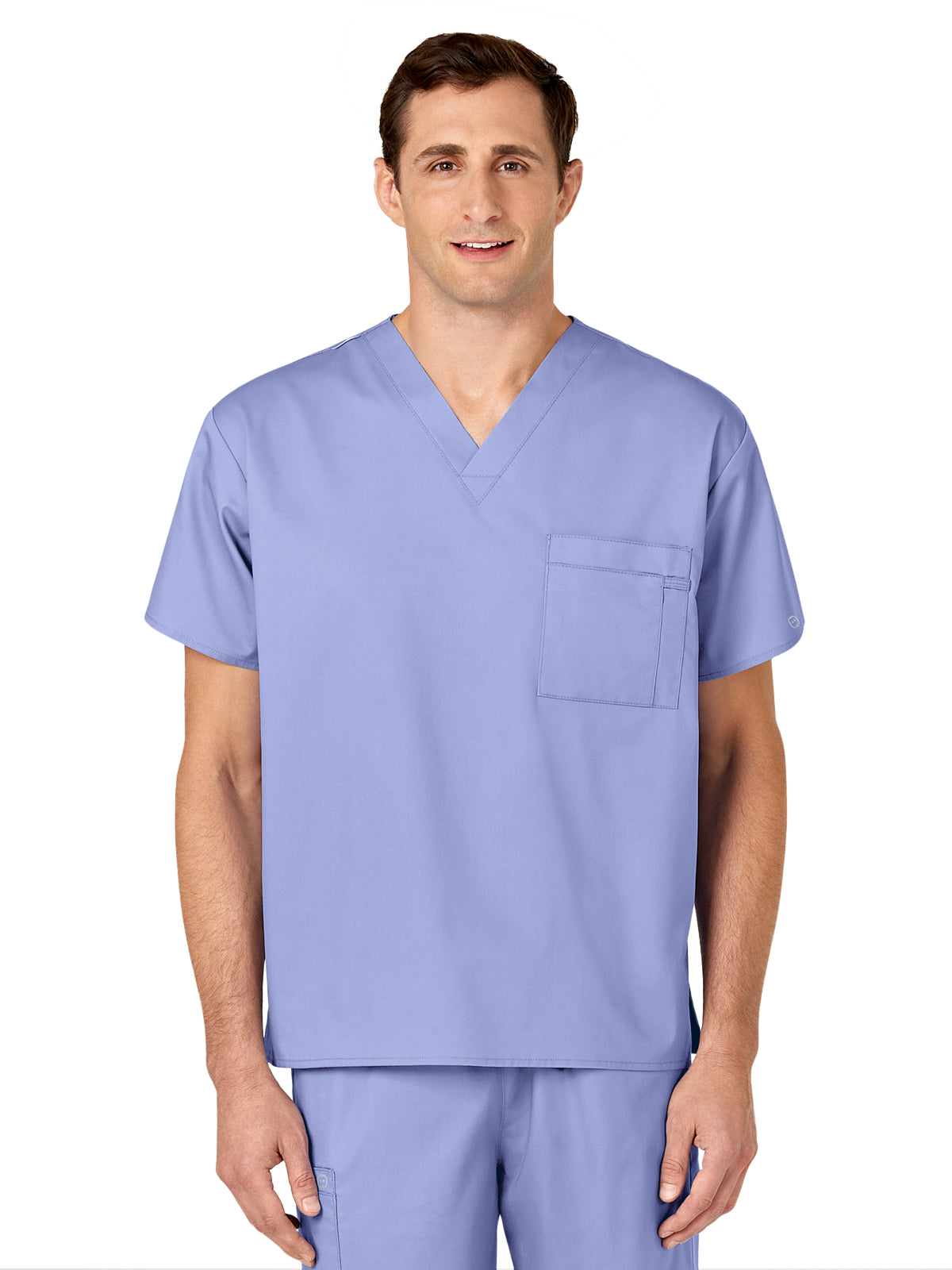 Unisex Double-Pocket V-Neck Top - 100 - Ceil Blue