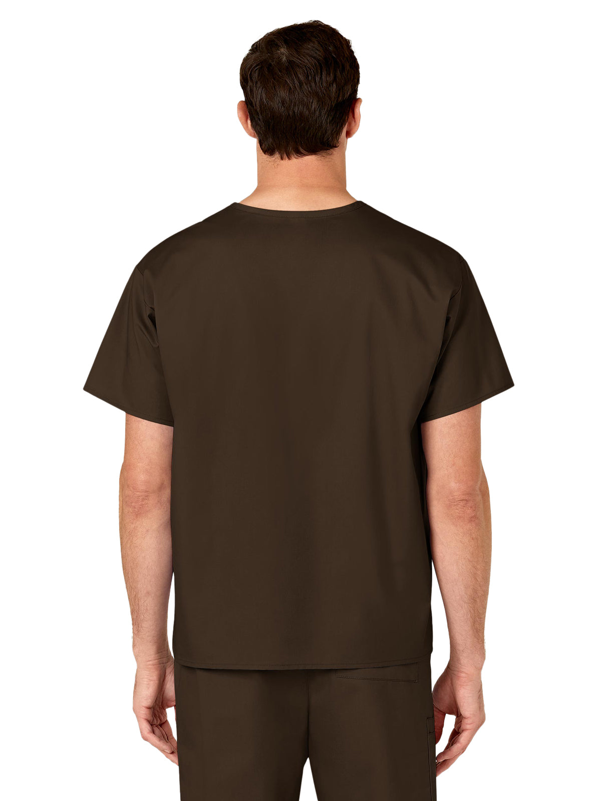 Unisex Double-Pocket V-Neck Top - 100 - Chocolate