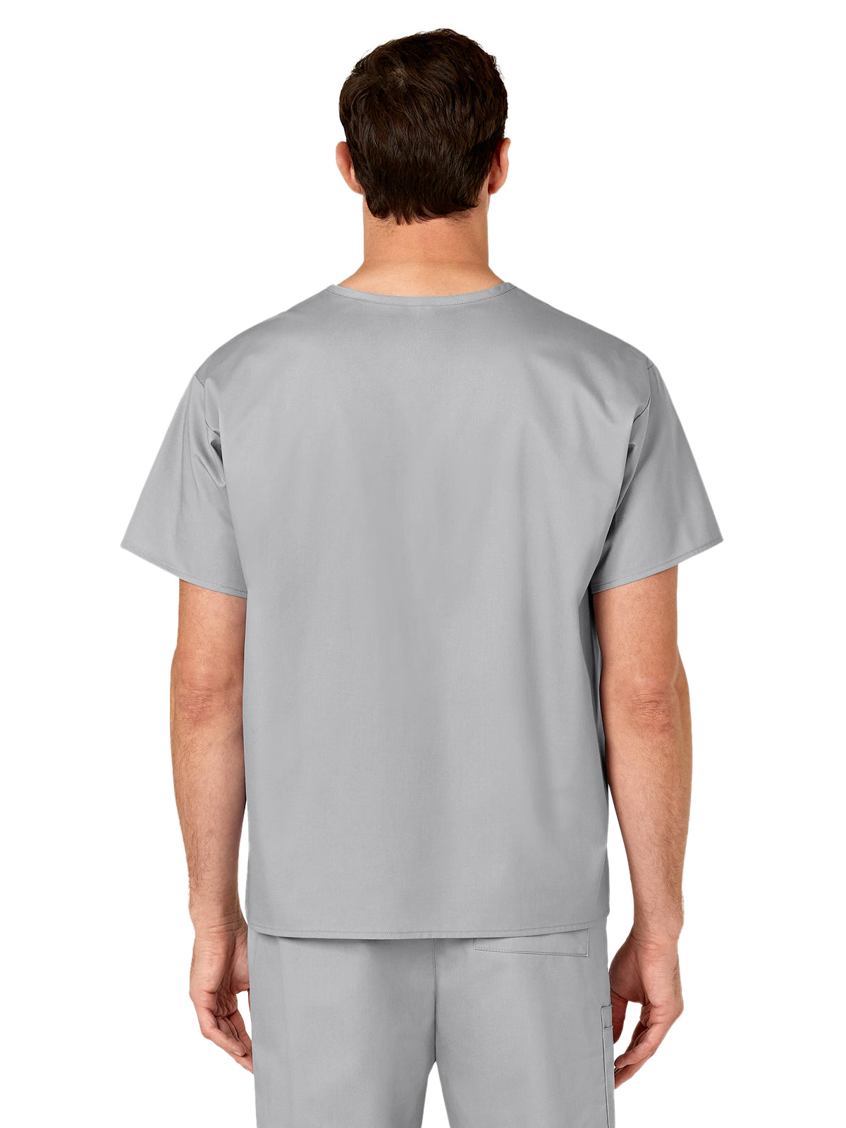 Unisex Double-Pocket V-Neck Top - 100 - Grey