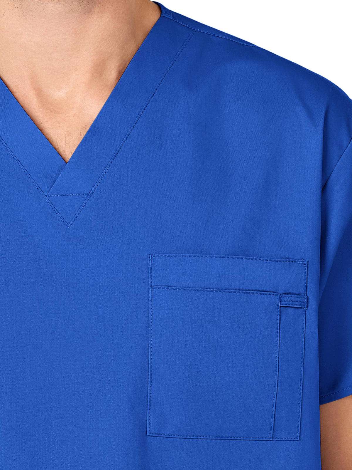 Unisex Double-Pocket V-Neck Top - 100 - Royal