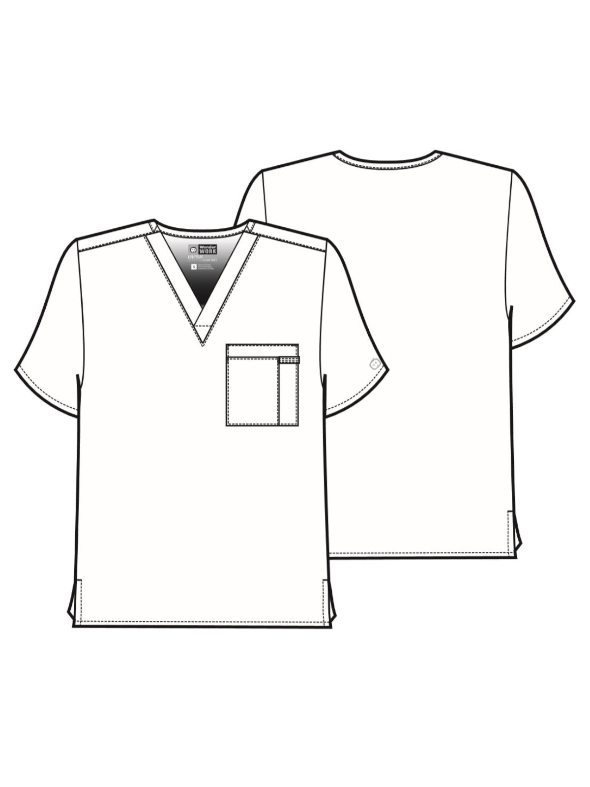 Unisex Double-Pocket V-Neck Top - 100 - Pewter
