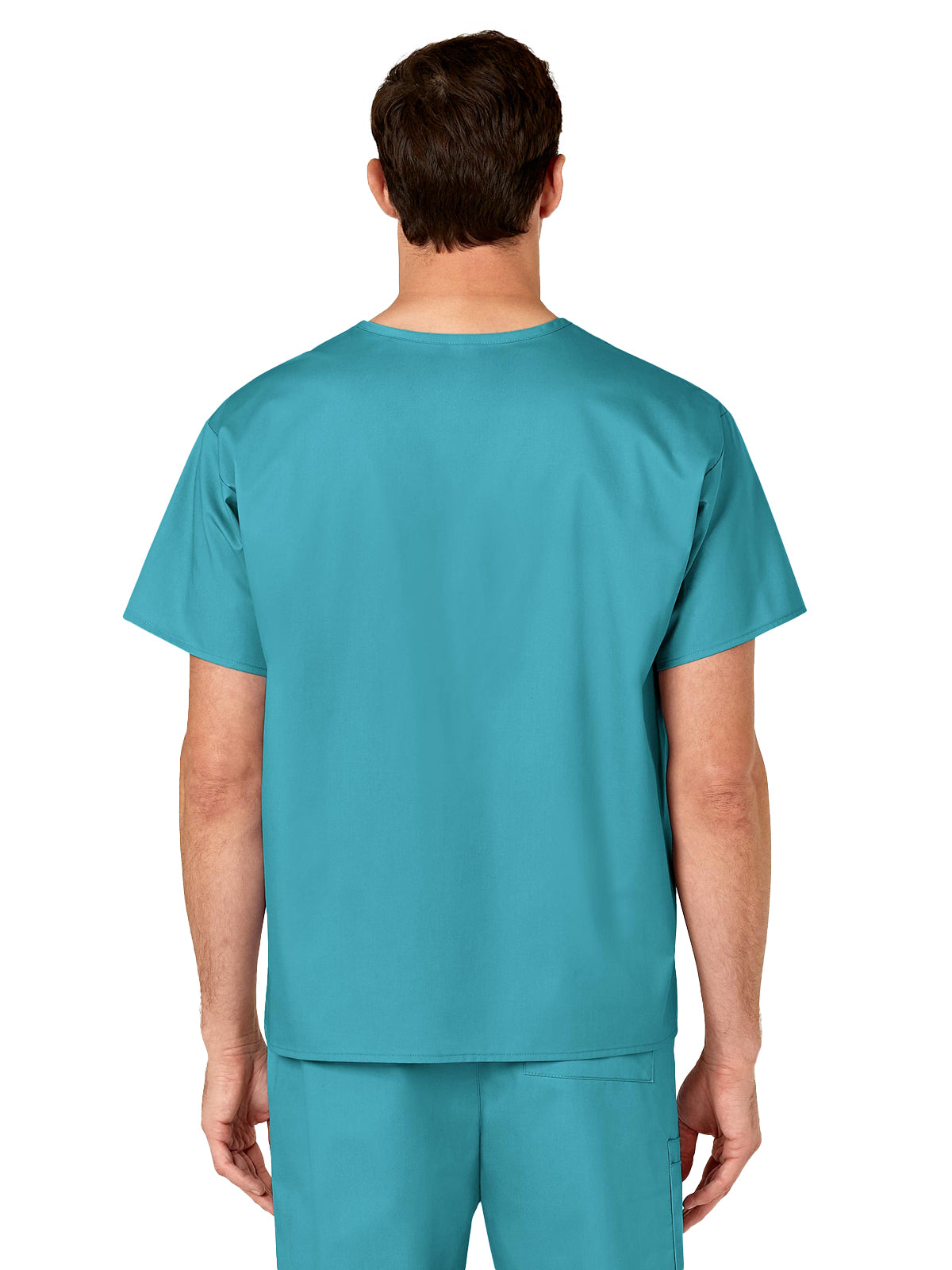 Unisex Double-Pocket V-Neck Top - 100 - Teal