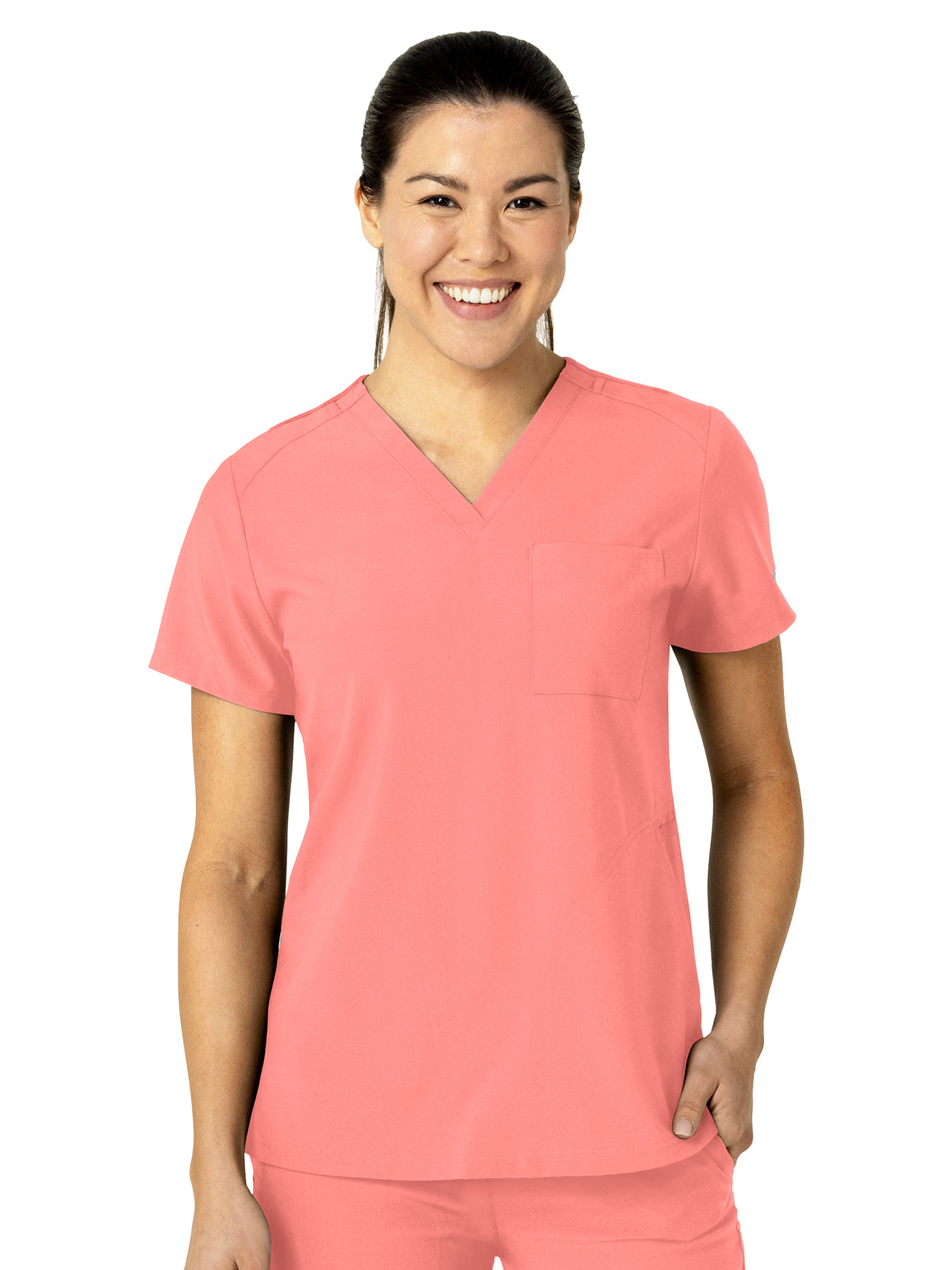 Women's Three-Pocket Flex-N-Reach V-Neck Top - 6045 - Paradise Pink