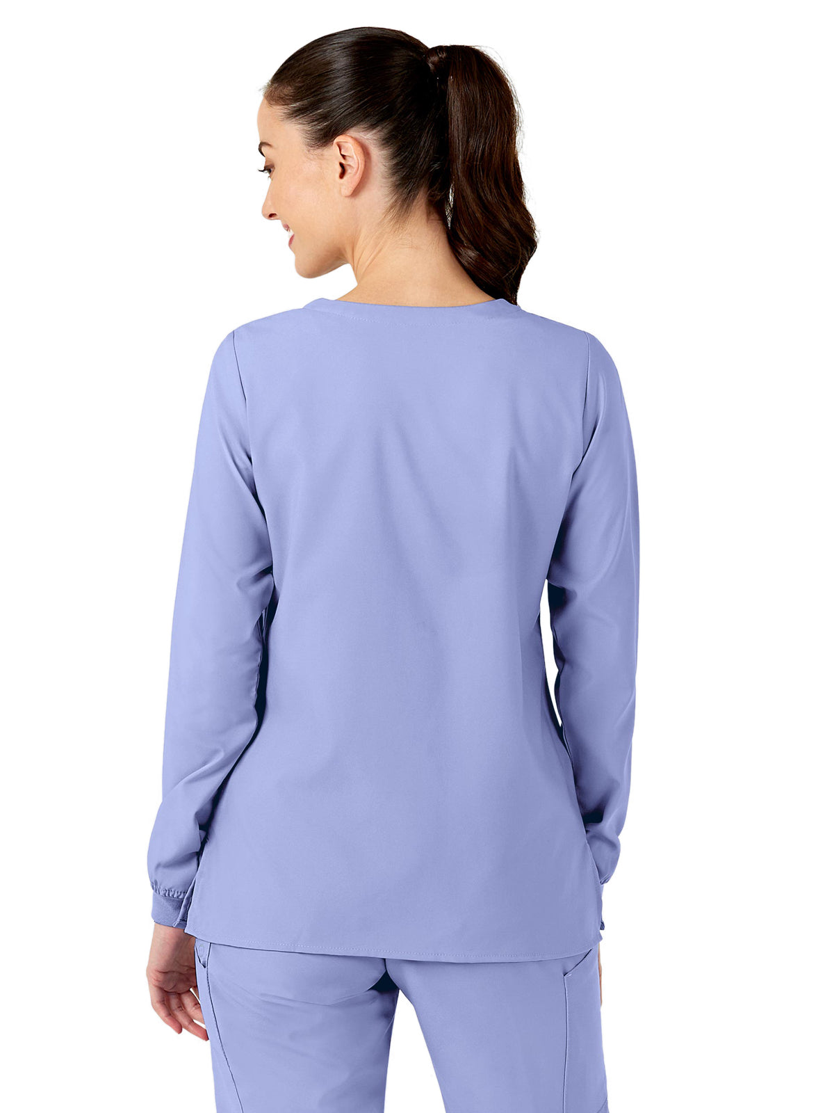 Women's Two-Pocket Crew Neck Jacket - 8155 - Ceil Blue