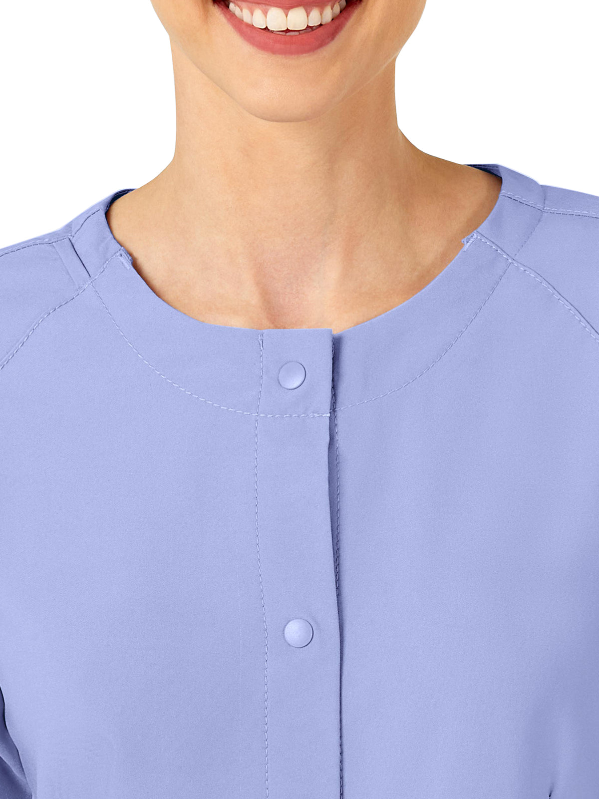Women's Two-Pocket Crew Neck Jacket - 8155 - Ceil Blue
