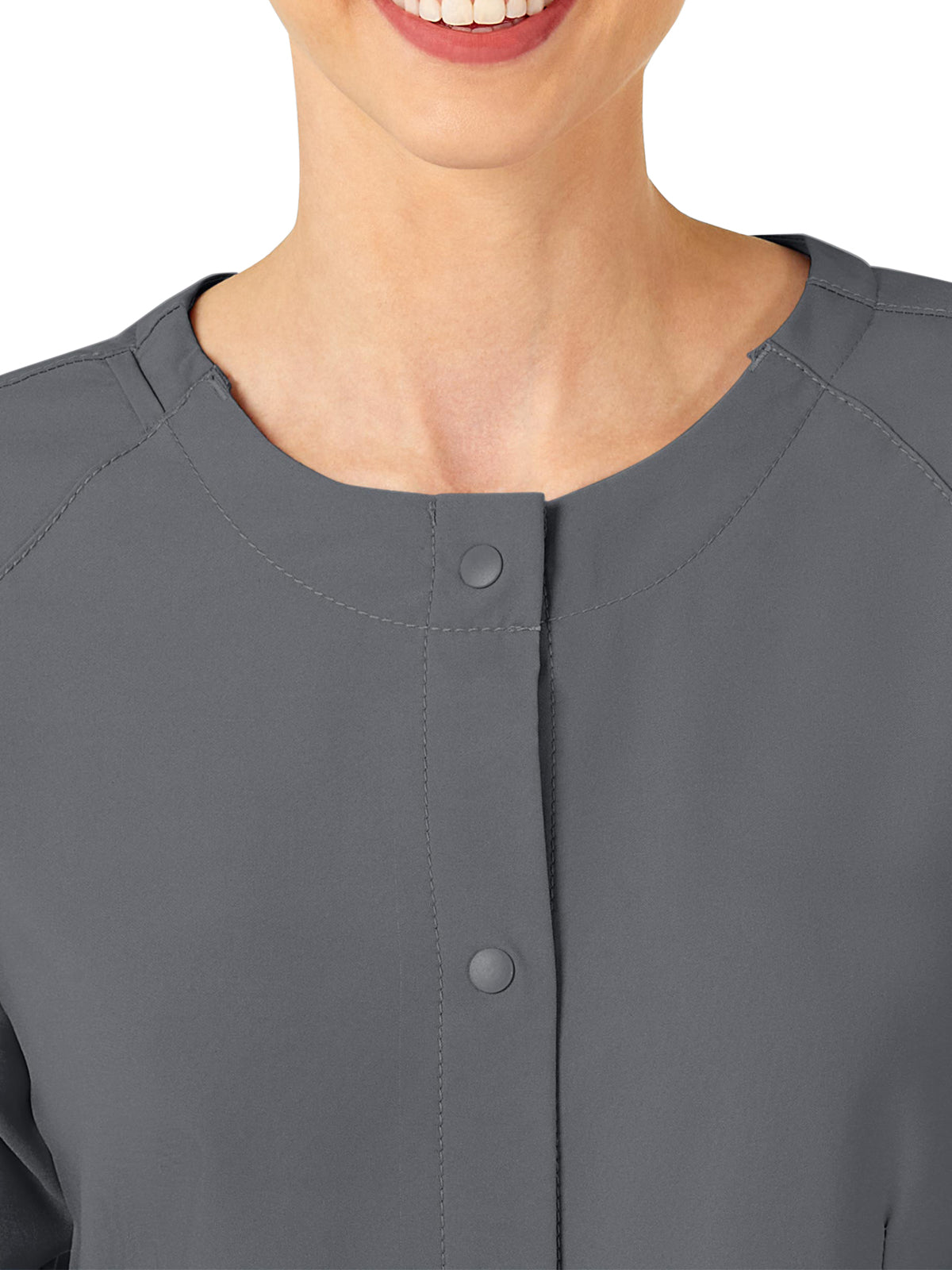 Women's Two-Pocket Crew Neck Jacket - 8155 - Pewter