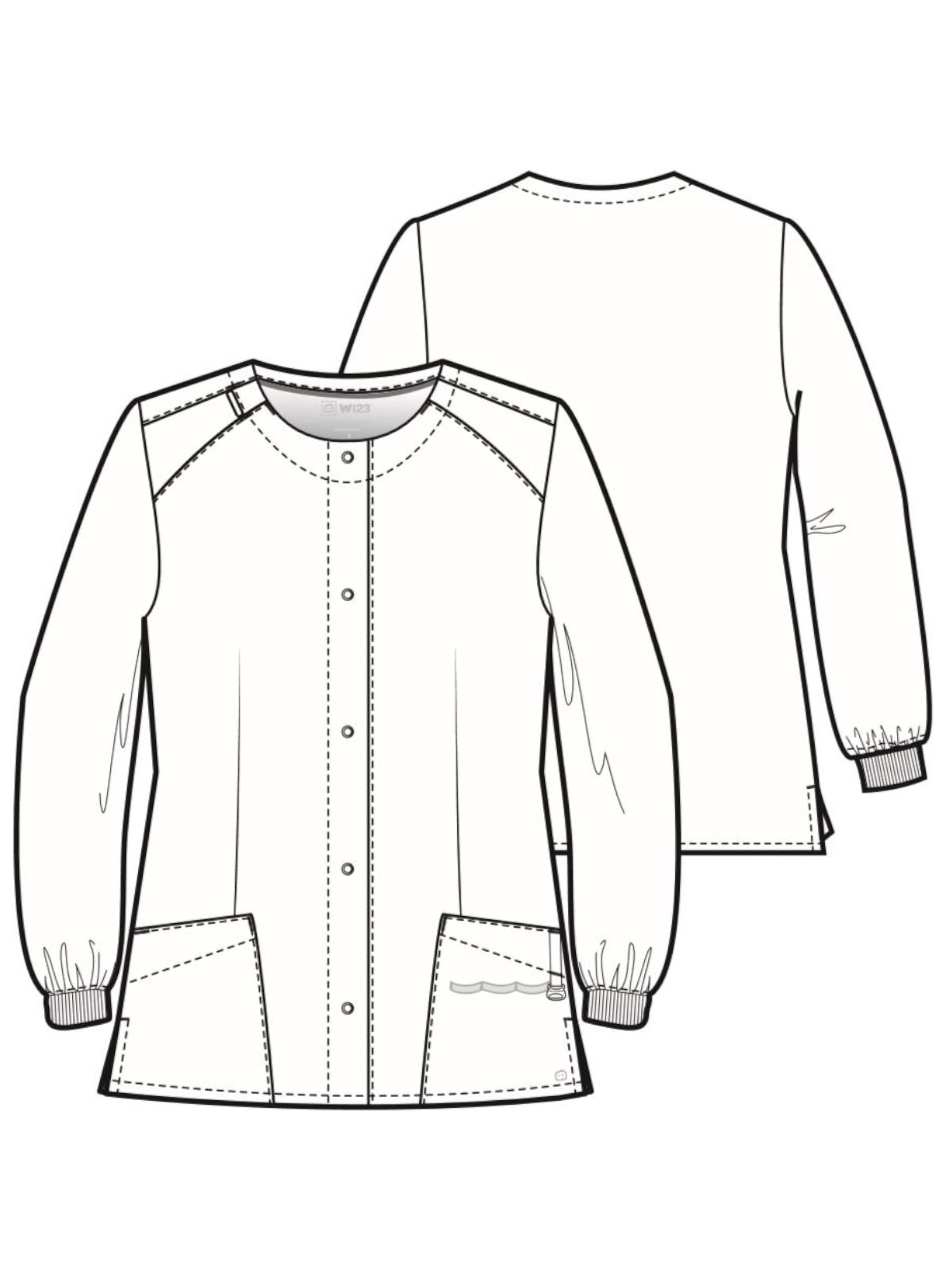 Women's Two-Pocket Crew Neck Jacket - 8155 - Black