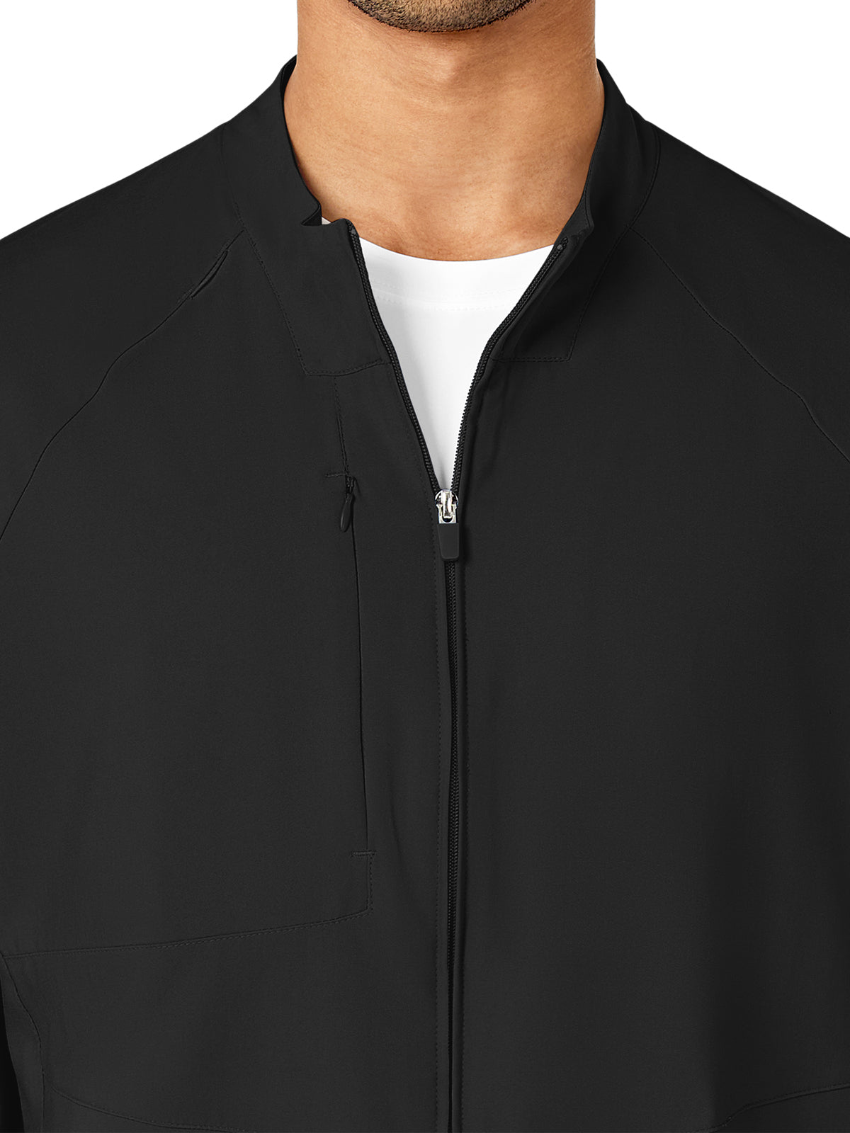 Men's Three-Pocket Zip-Front Warm-Up Jacket - 8355 - Black