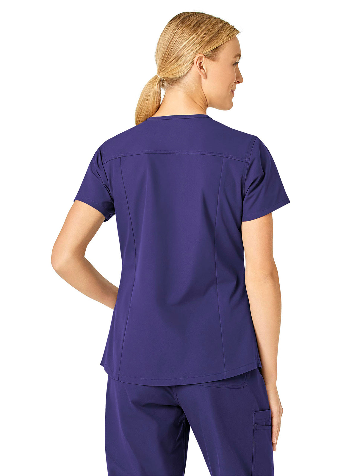 Women's Five-Pocket Modern Fit V-Neck Top - C12113 - Grape