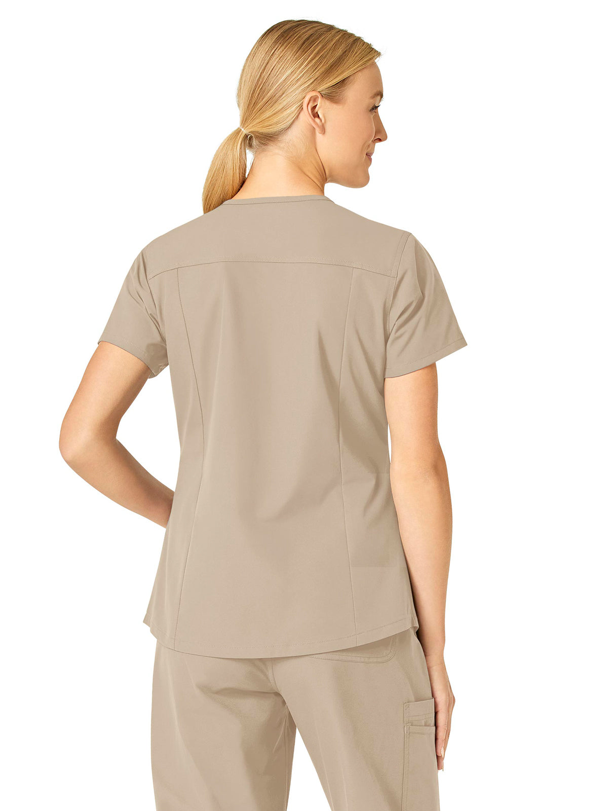 Women's Five-Pocket Modern Fit V-Neck Top - C12113 - Khaki