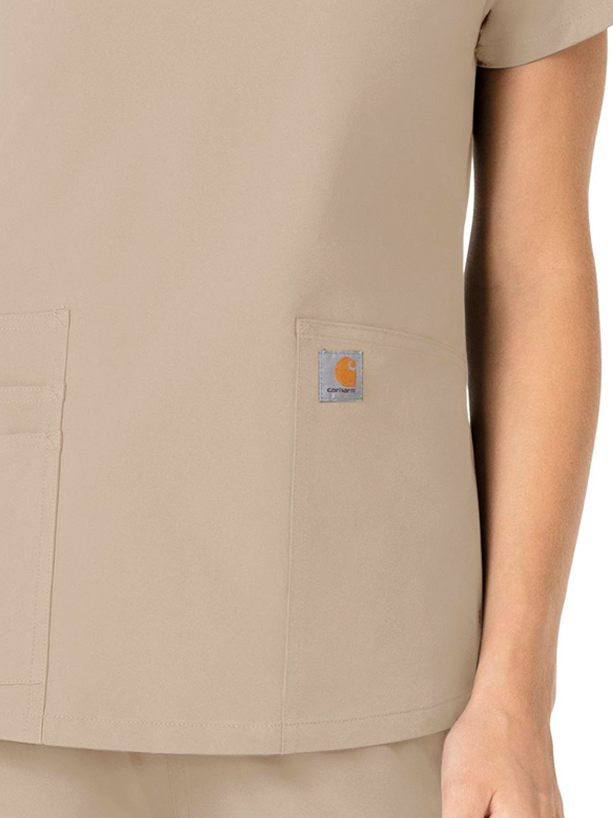 Women's Five-Pocket Modern Fit V-Neck Top - C12113 - Khaki