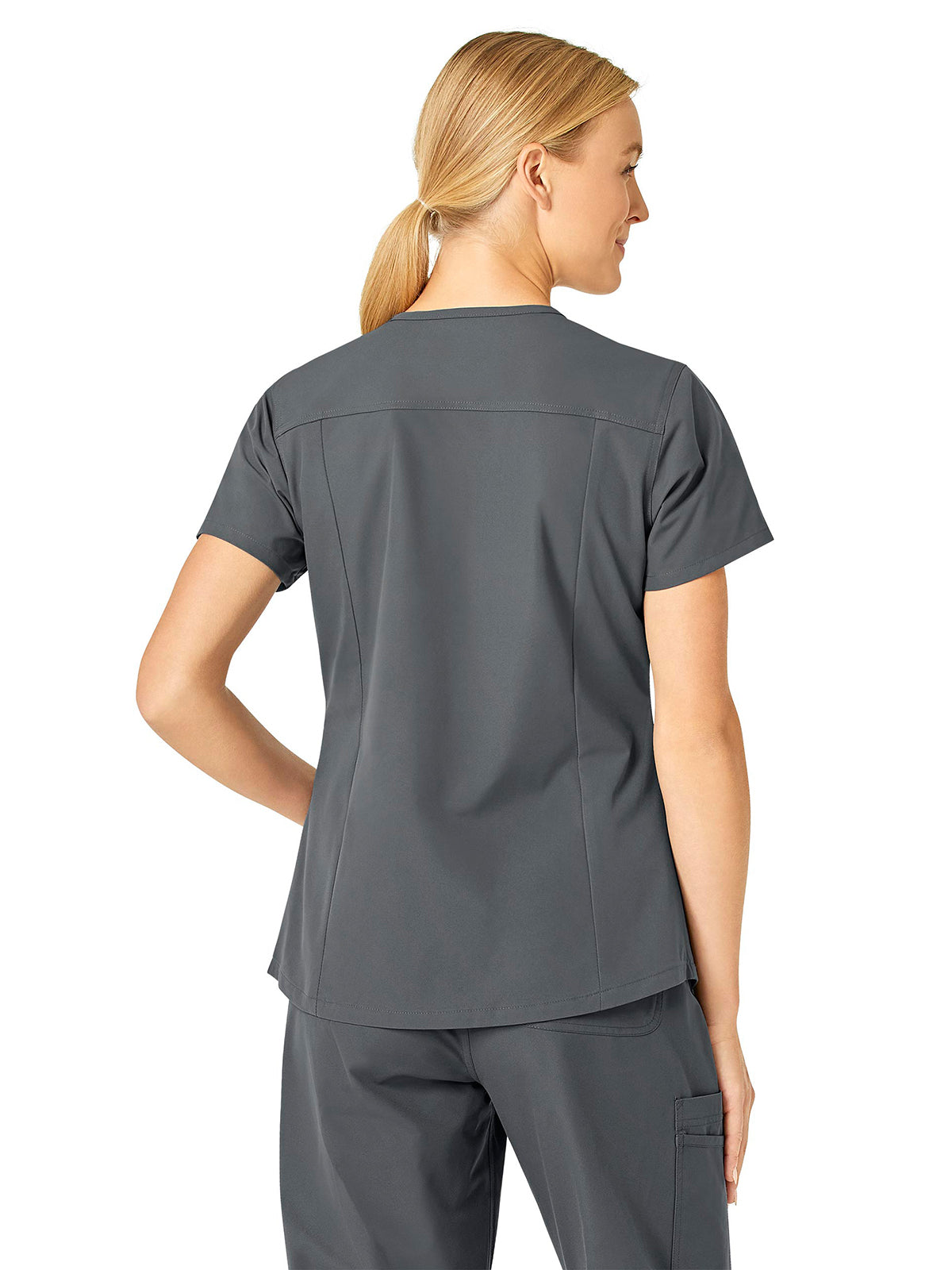 Women's Five-Pocket Modern Fit V-Neck Top - C12113 - Pewter